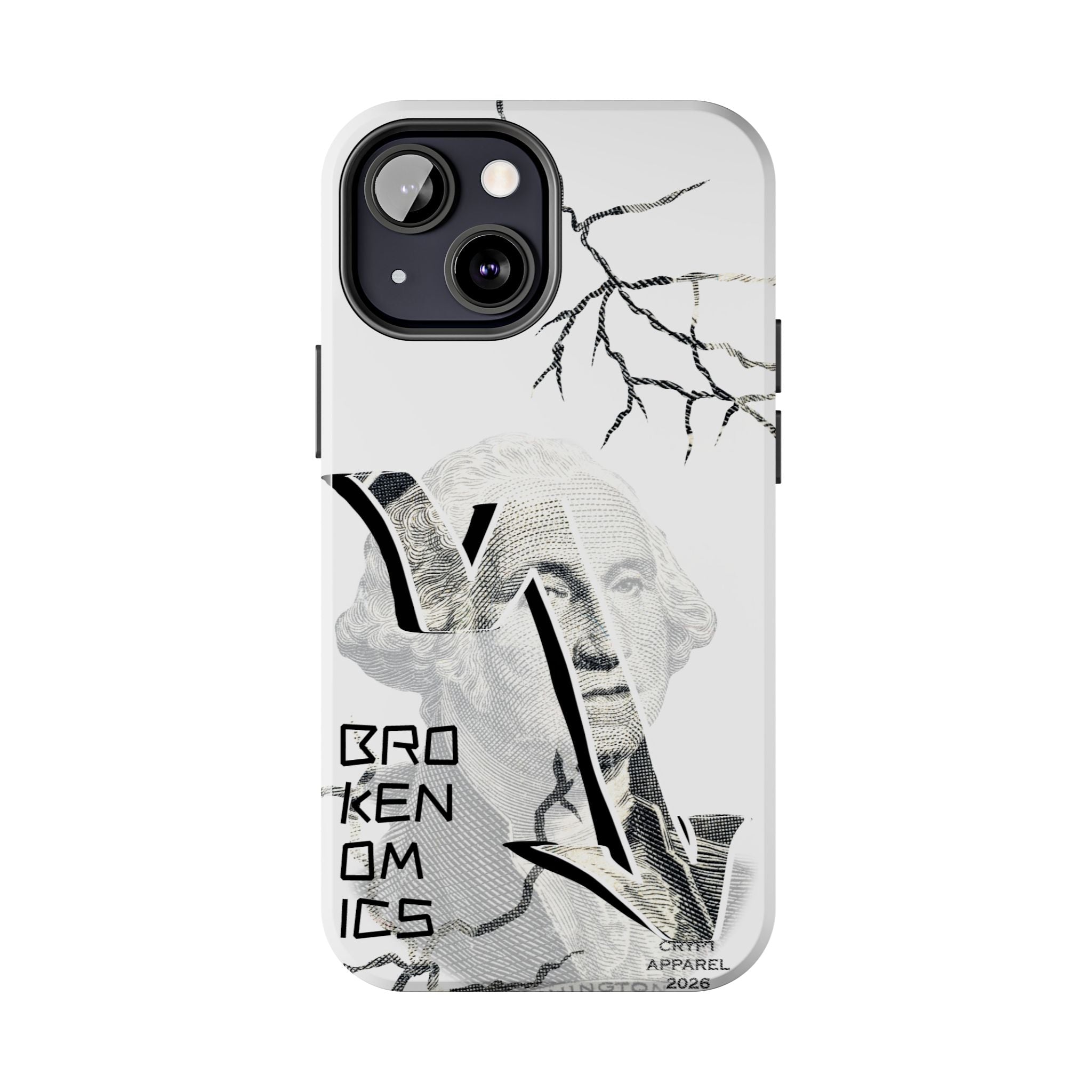 Brokenomics Crypto Tough Phone Case — 'Crypt Apparel' Cracked Dollar Graphic Protective Cover