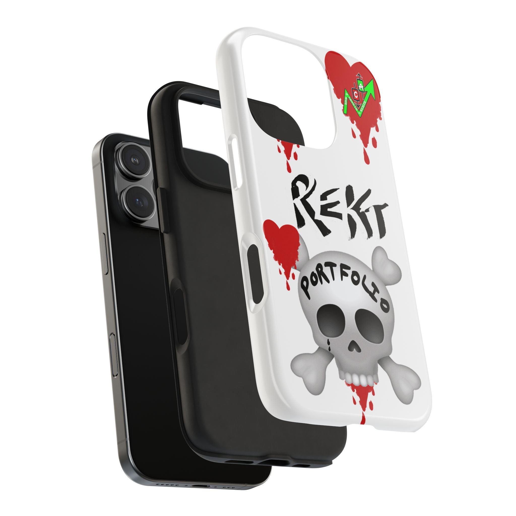 Rekt Portfolio Tough Phone Case — Skull & Dripping Heart Protective Cover