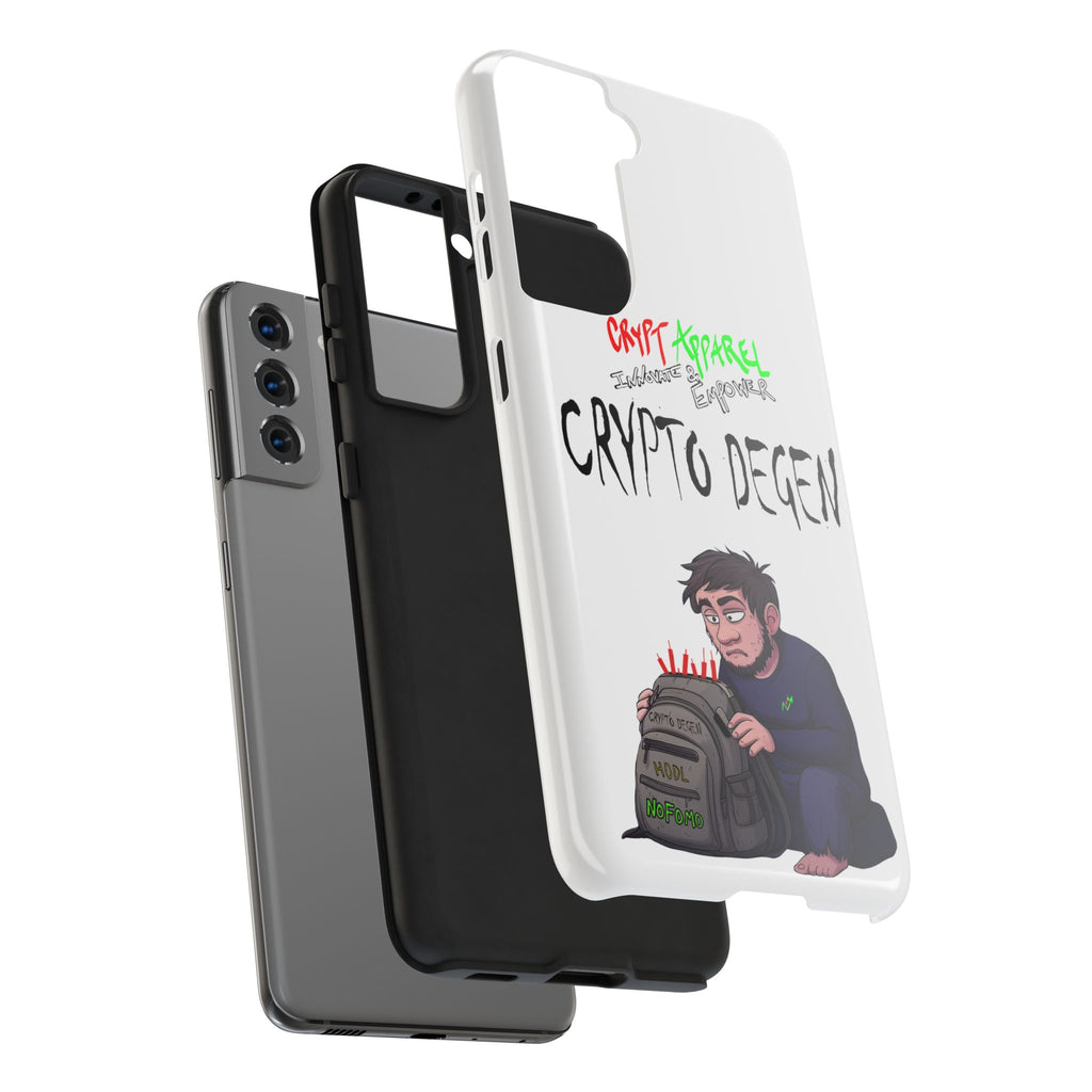 Crypto Degen Tough Phone Case — Cartoon HODL Backpack Design