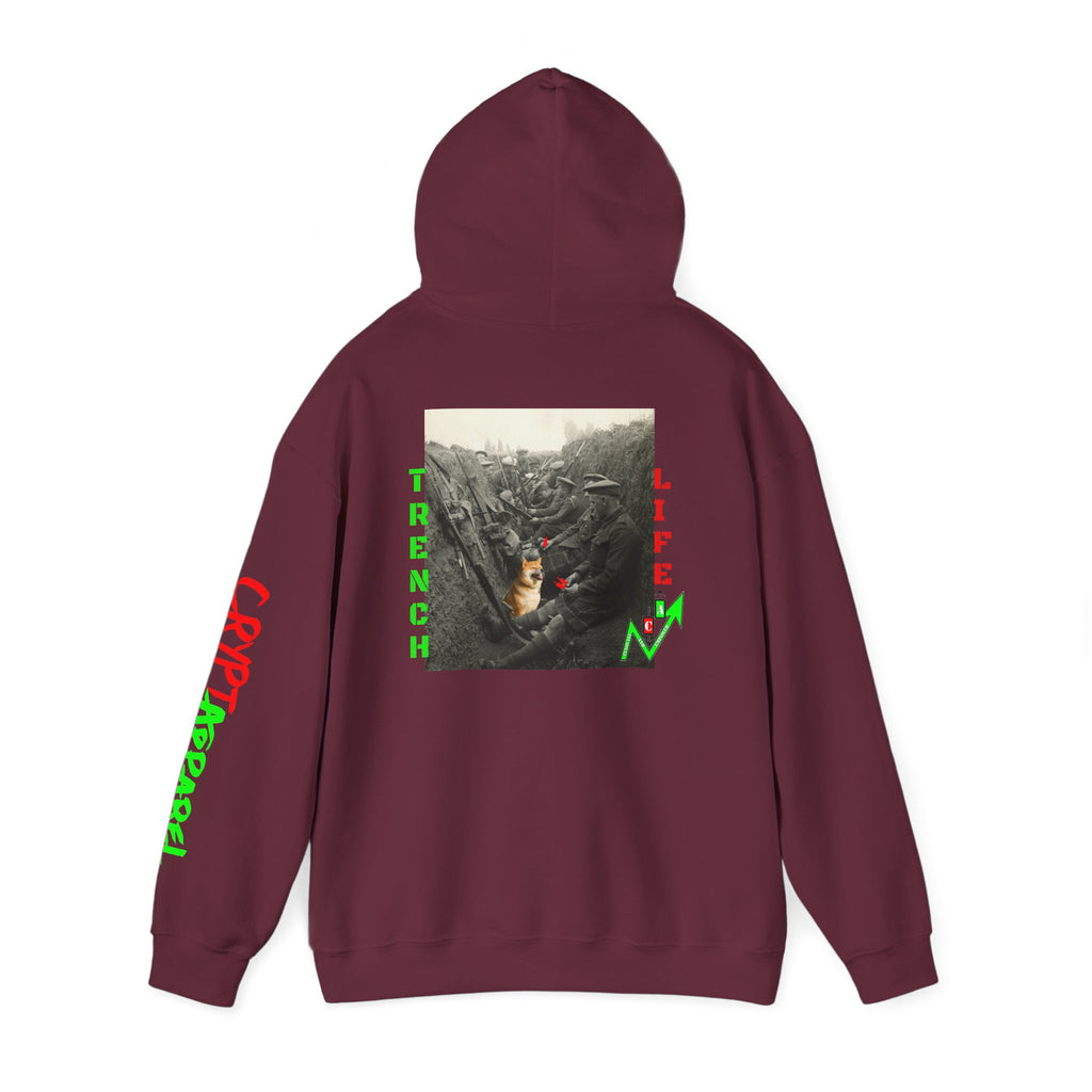 The Trenches Crypto Meme Hoodie — Crypt Apparel Trench Life Graphic Streetwear Hoodie