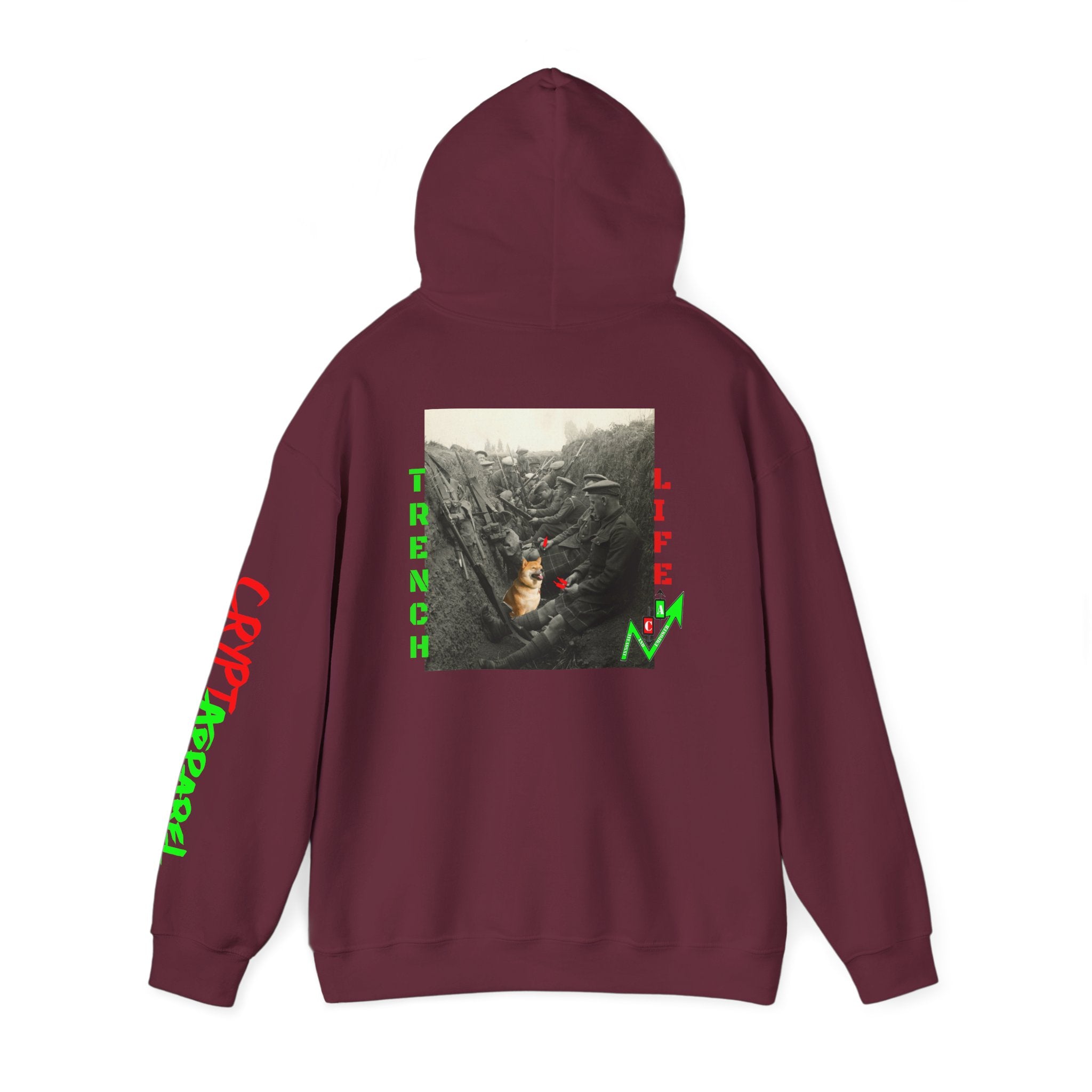 The Trenches Crypto Meme Hoodie — Crypt Apparel Trench Life Graphic Streetwear Hoodie