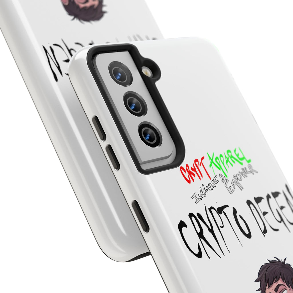 Crypto Degen Tough Phone Case — Cartoon HODL Backpack Design