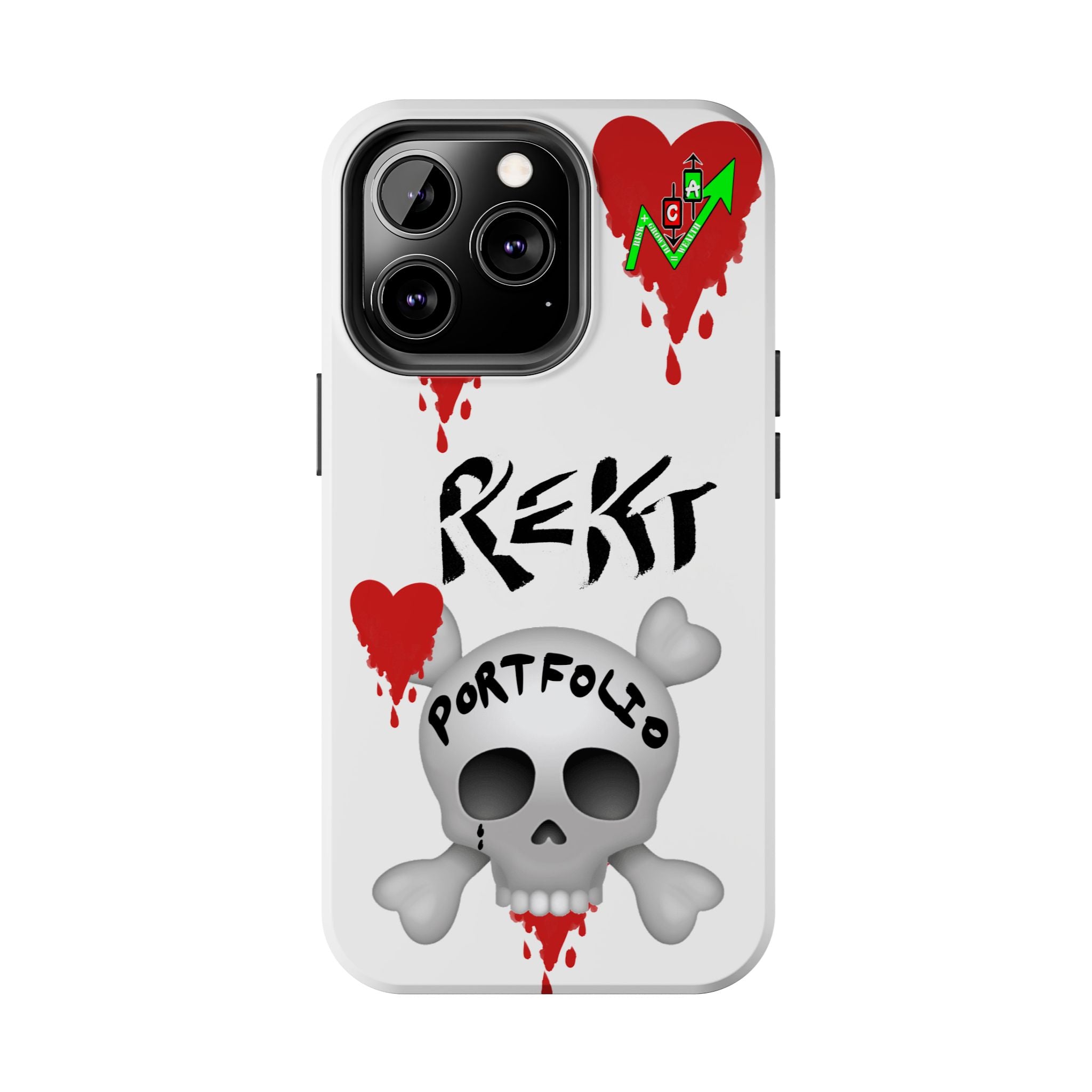 Rekt Portfolio Tough Phone Case — Skull & Dripping Heart Protective Cover