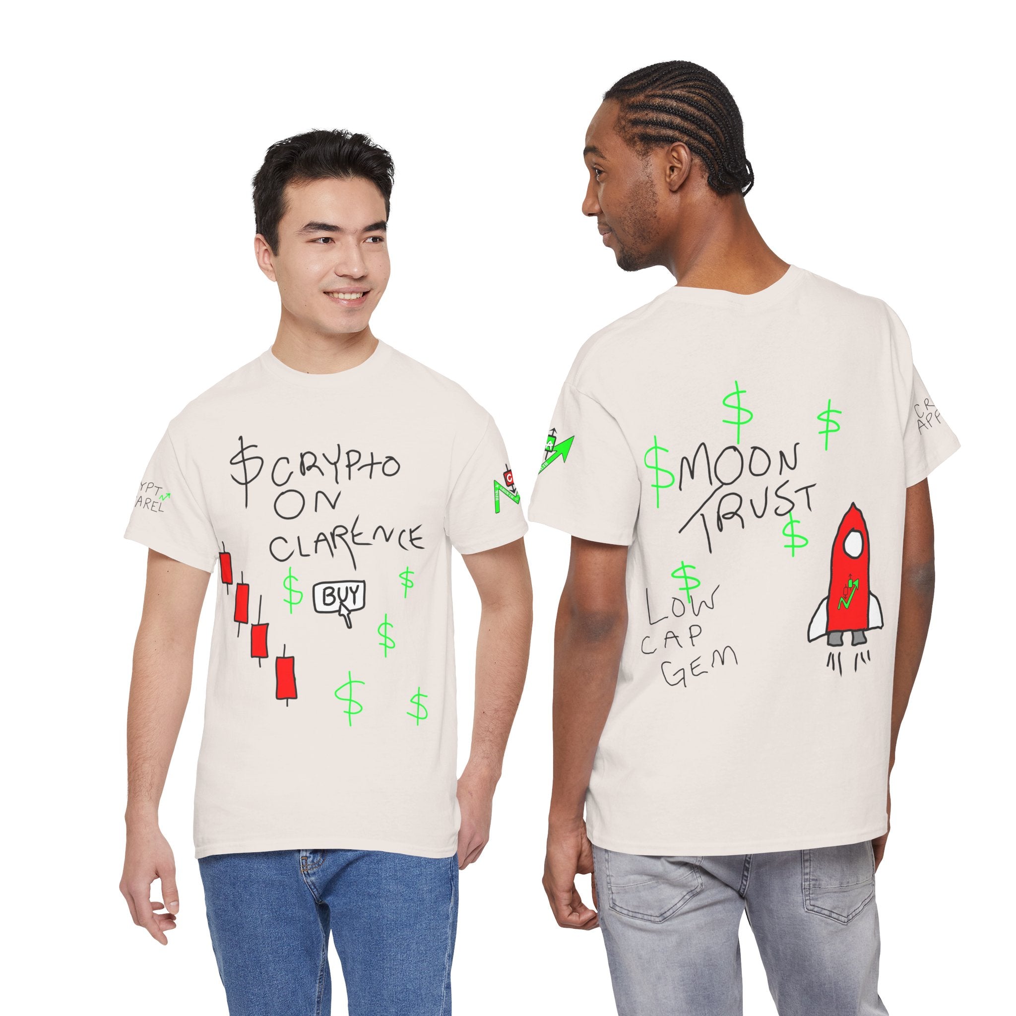 Crypto on Clarence Tee — "Crypt Apparel" / "crypto illiterate" Graphic Shirt