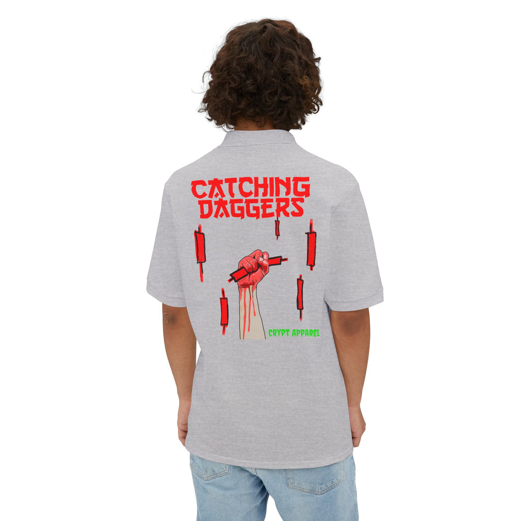 Catching Daggers Crypto Polo — Crypt Apparel Graphic Men's Piqué Shirt
