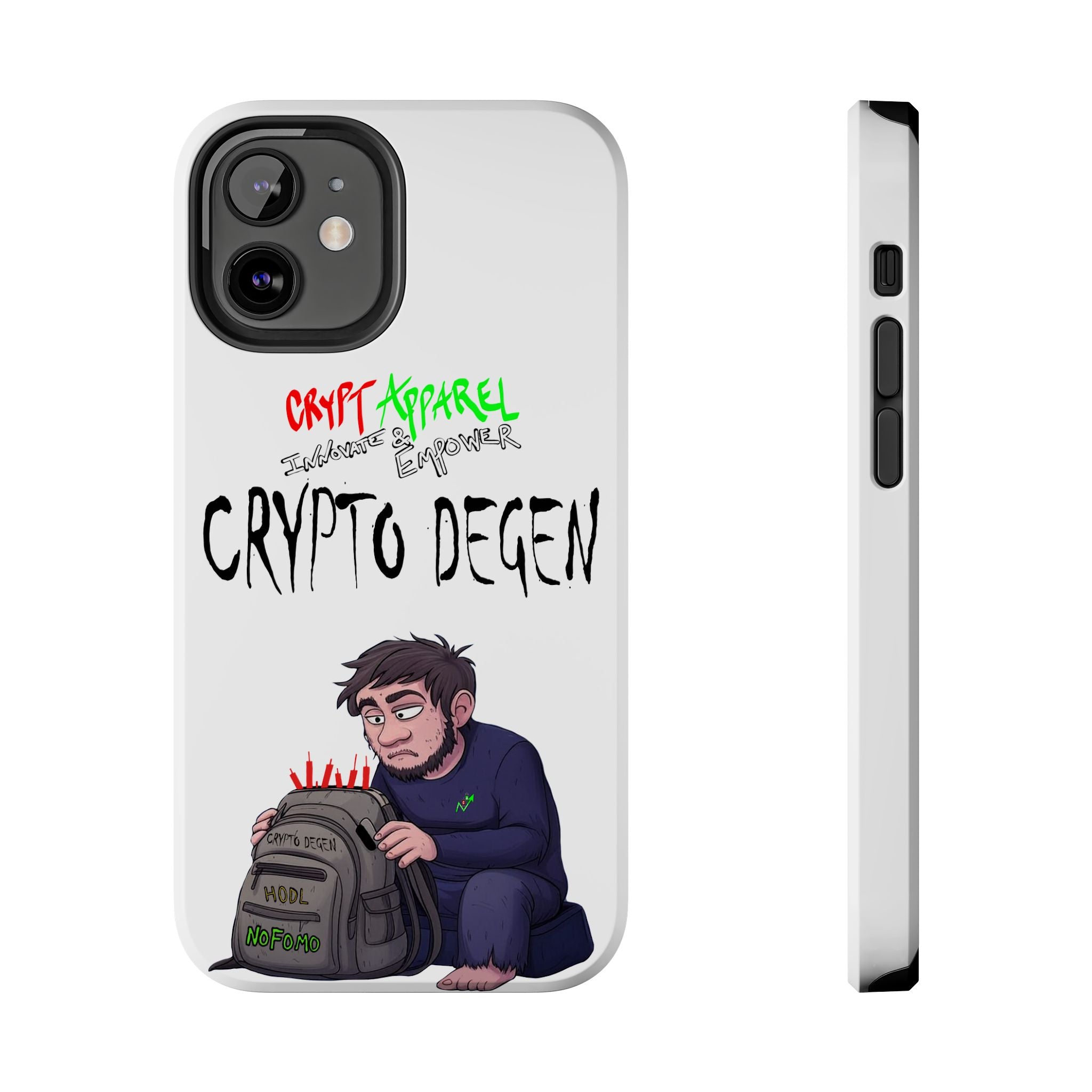 Crypto Degen Tough Phone Case — Cartoon HODL Backpack Design