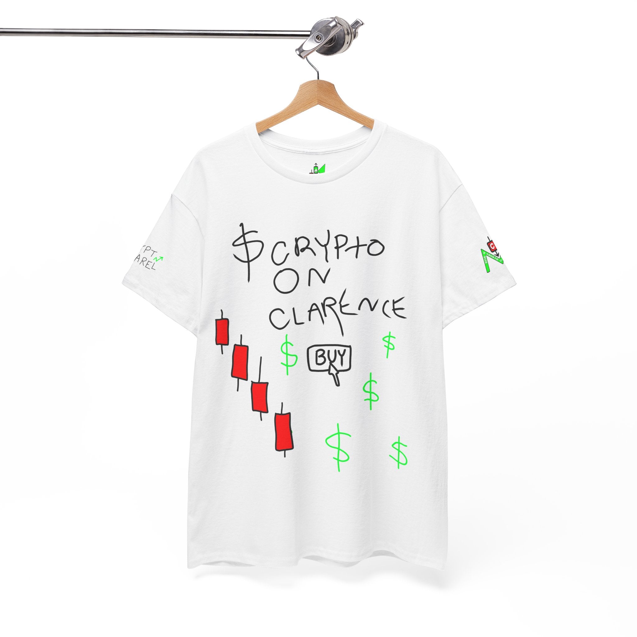 Crypto on Clarence Tee — "Crypt Apparel" / "crypto illiterate" Graphic Shirt