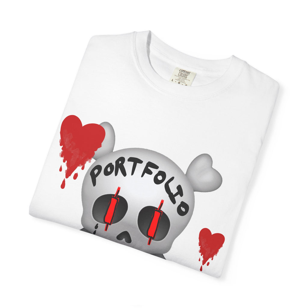 Crypto Rekt Portfolio Skull T-shirt | Crypt Apparel Bleeding Hearts Graphic Tee