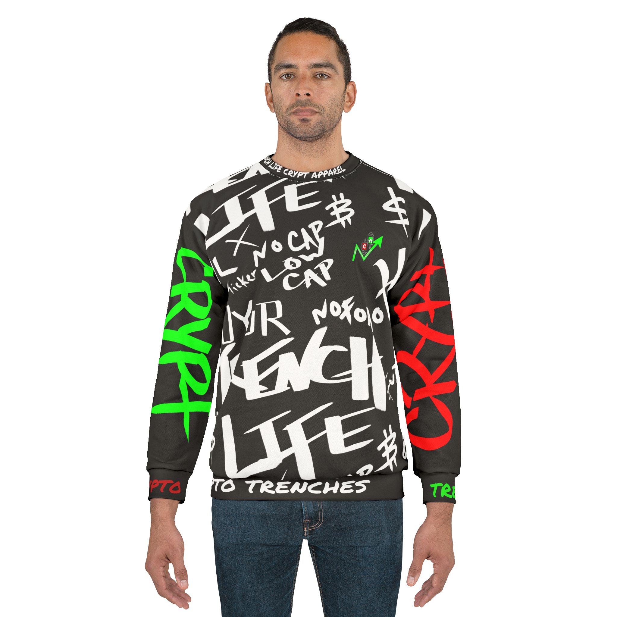Trench Life Crypto Inspired Sweatshirt | Crypt Apparel Black Crewneck