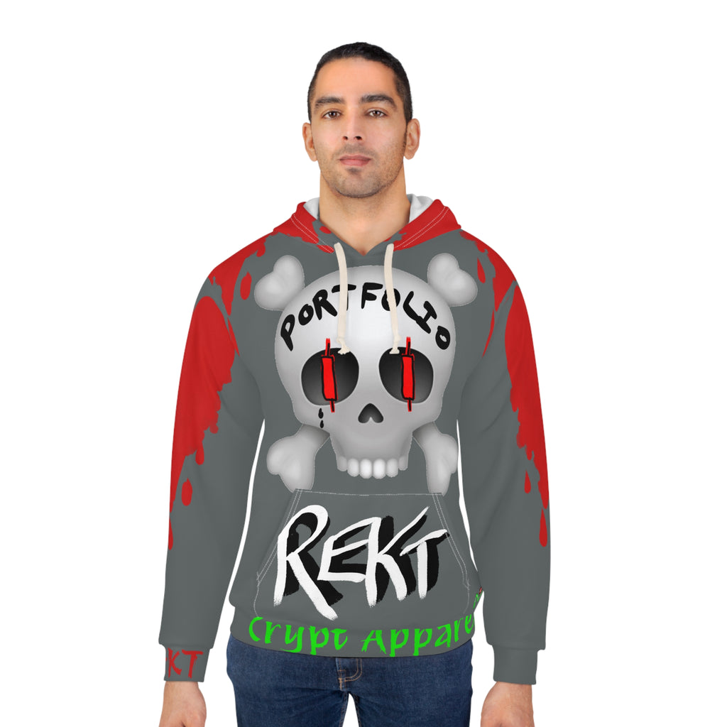 Crypto Rekt Portfolio Artistic Hoodie | Crypt Apparel All-Over Print Graphic