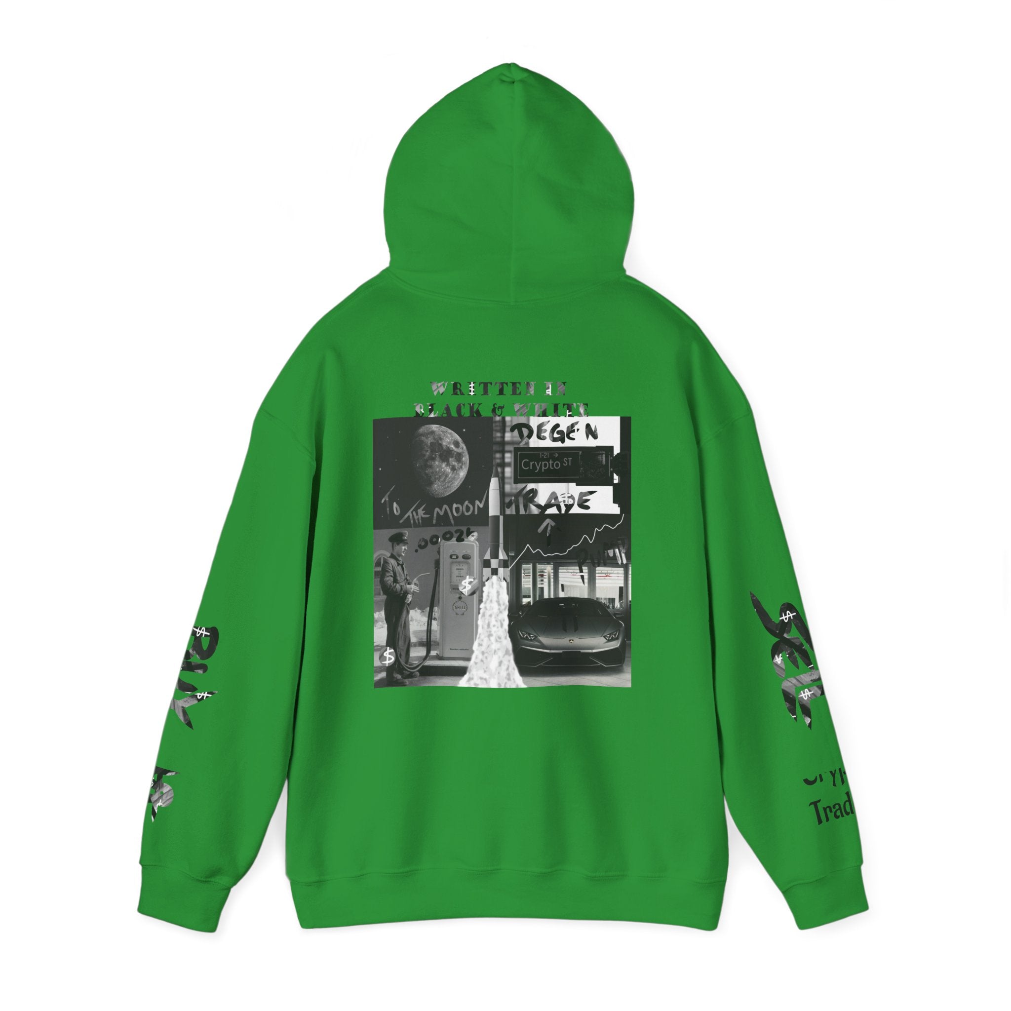Black & White Crypto Collage Hoodie | Crypt Apparel Graphic Sweatshirt