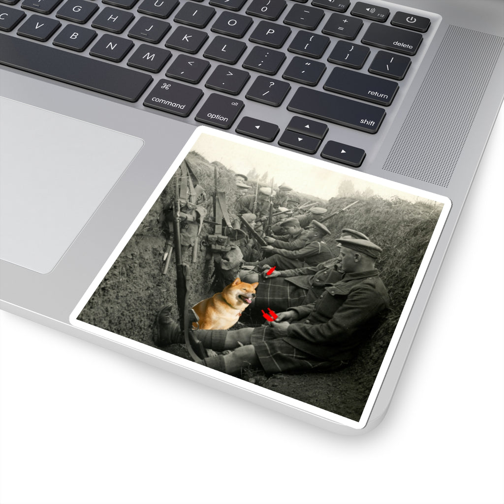 Trench Life WWI Trench Doge Sticker — Crypt Apparel Vintage Soldiers with Shiba Sticker