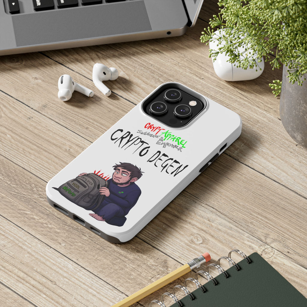 Crypto Degen Tough Phone Case — Cartoon HODL Backpack Design