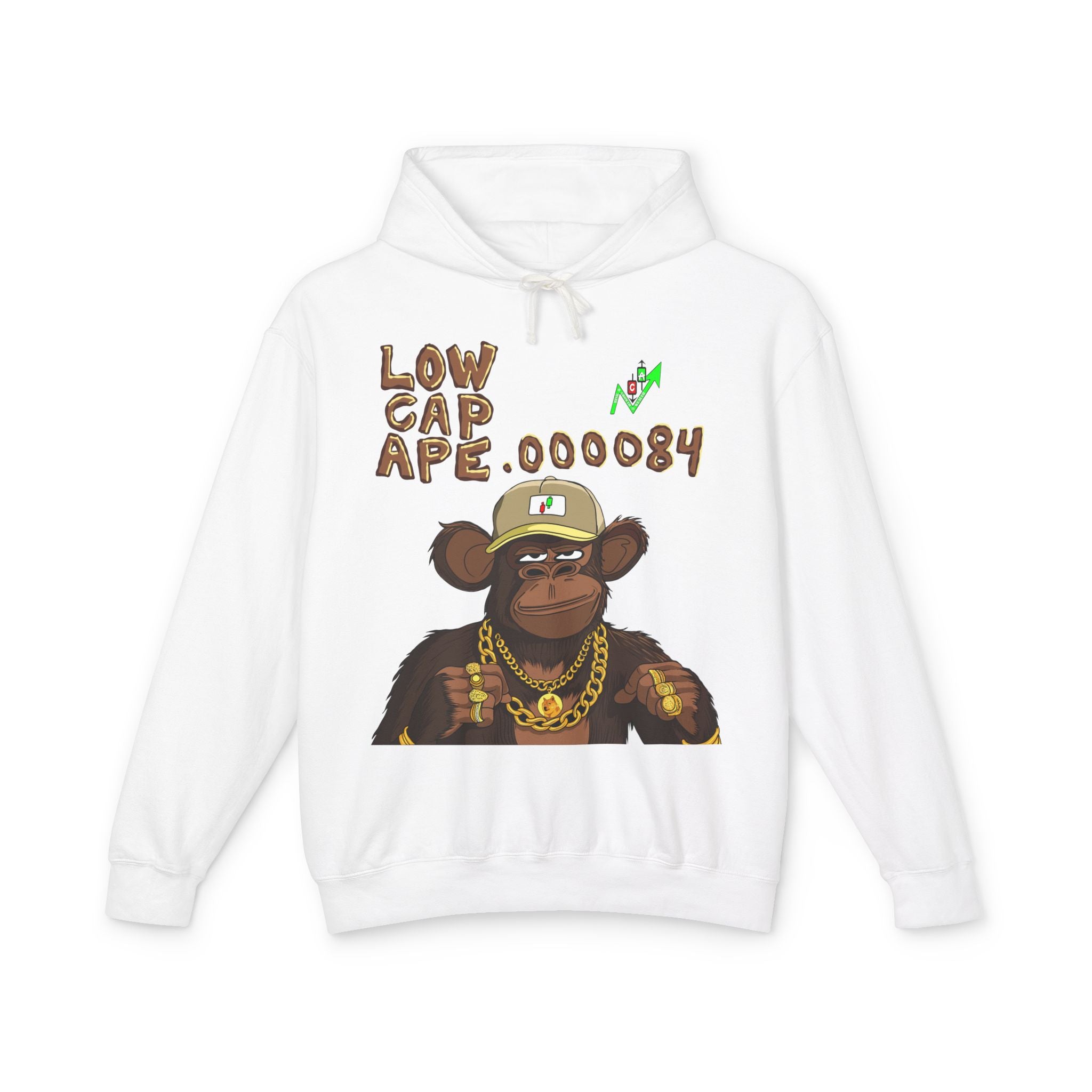 Low Cap Ape Meme Coin Hoodie — Crypt Apparel Cryptocurrency Graphic Pullover