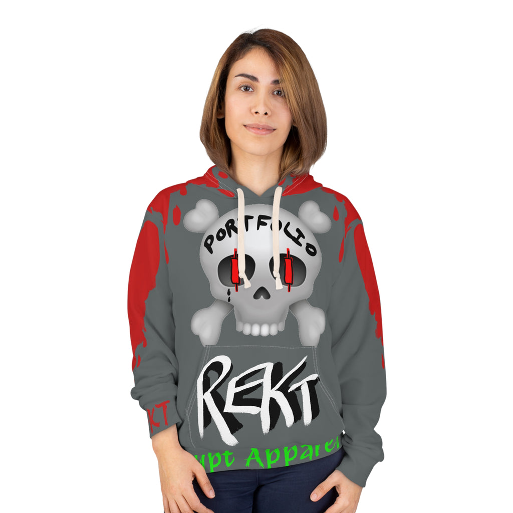 Crypto Rekt Portfolio Artistic Hoodie | Crypt Apparel All-Over Print Graphic