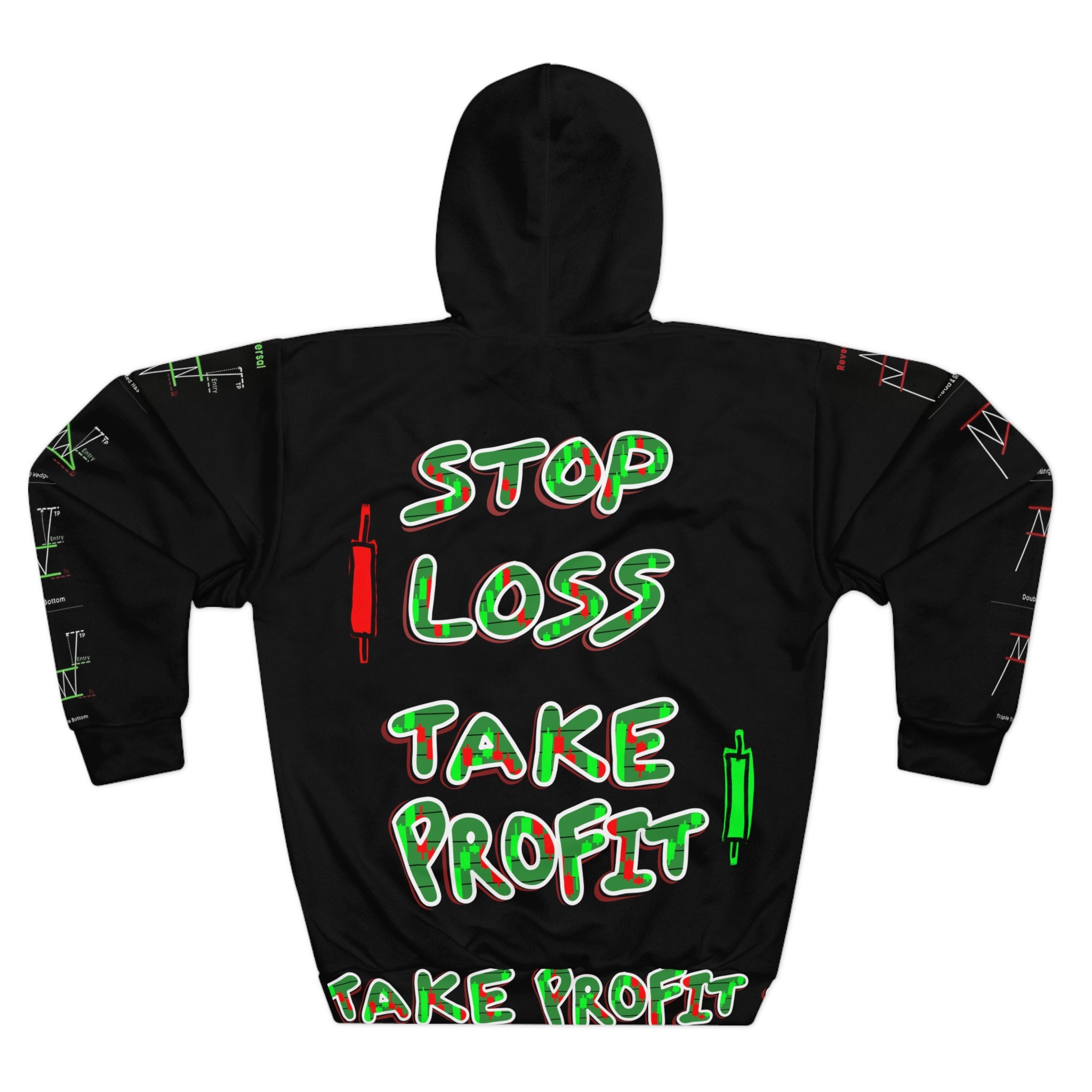 Charted Crypt Apparel Hoodie — 'Stop Loss Take Profit' All-Over-Print Pullover