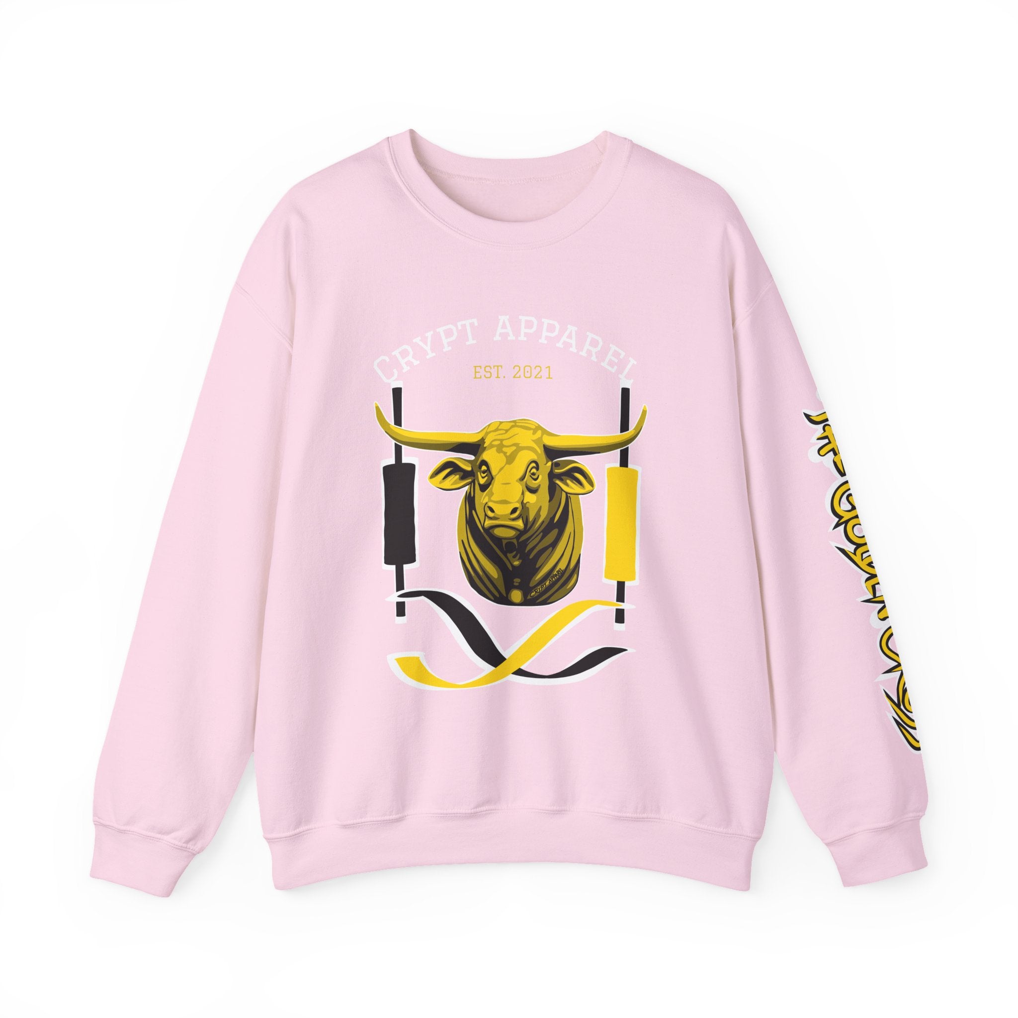 Golden Cross Bull Market Crewneck Sweatshirt – Crypt Apparel Graphic Pullover