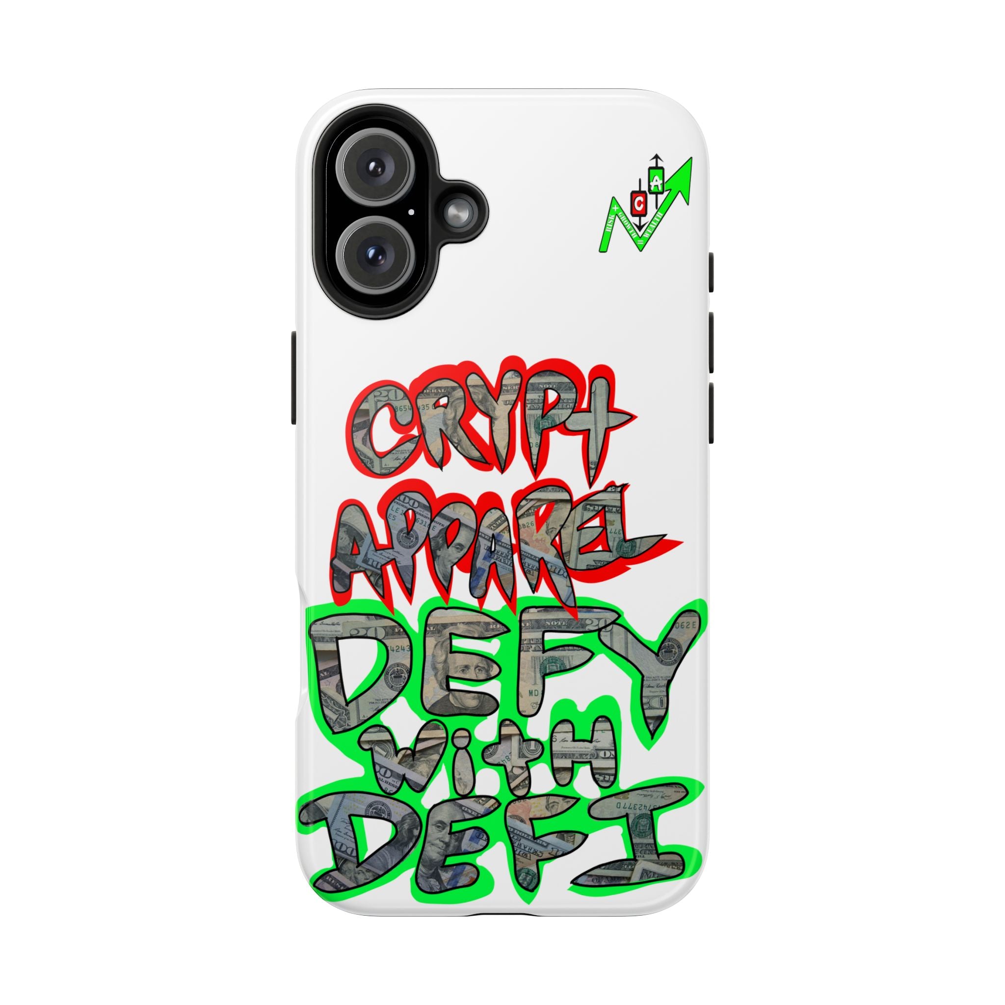 DEFY with DEFI Tough Phone Case — "Crypt Apparel: "Money" Graffiti Crypto Design