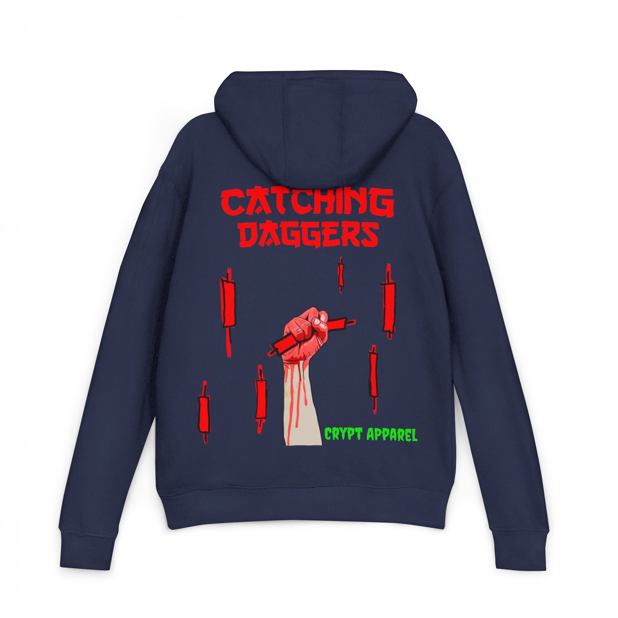 'Catching Daggers' Hoodie Crypto Trading Graphic Streetwear Hoodie Crypt Apparel