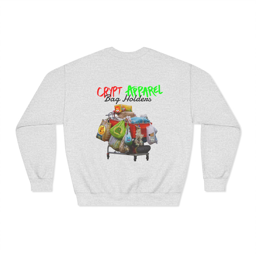 Bag Holders Meme Coin Crypto Crewneck Sweatshirt — "Crypt Apparel" Graphic