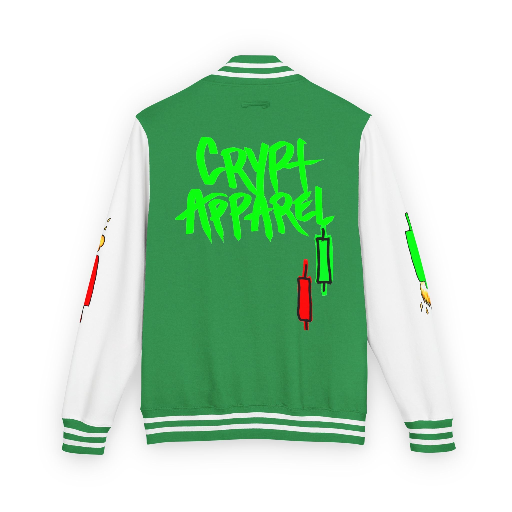 Crypt Apparel Letterman Jacket — 'Crypto Trader' Neon Graffiti Varsity Jacket