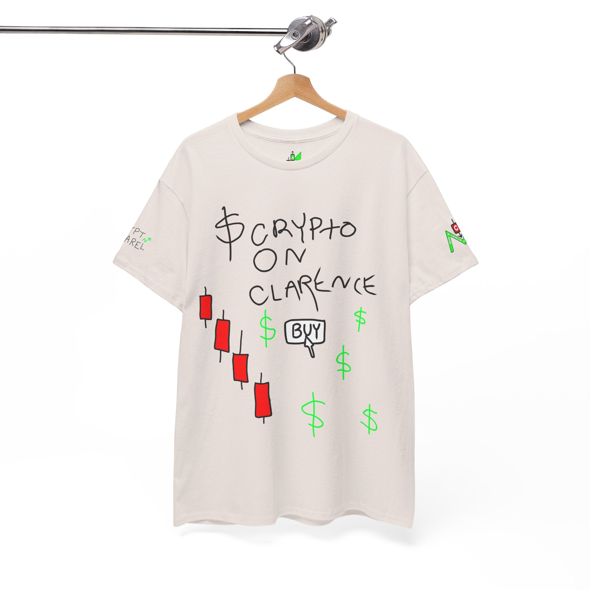 Crypto on Clarence Tee — "Crypt Apparel" / "crypto illiterate" Graphic Shirt