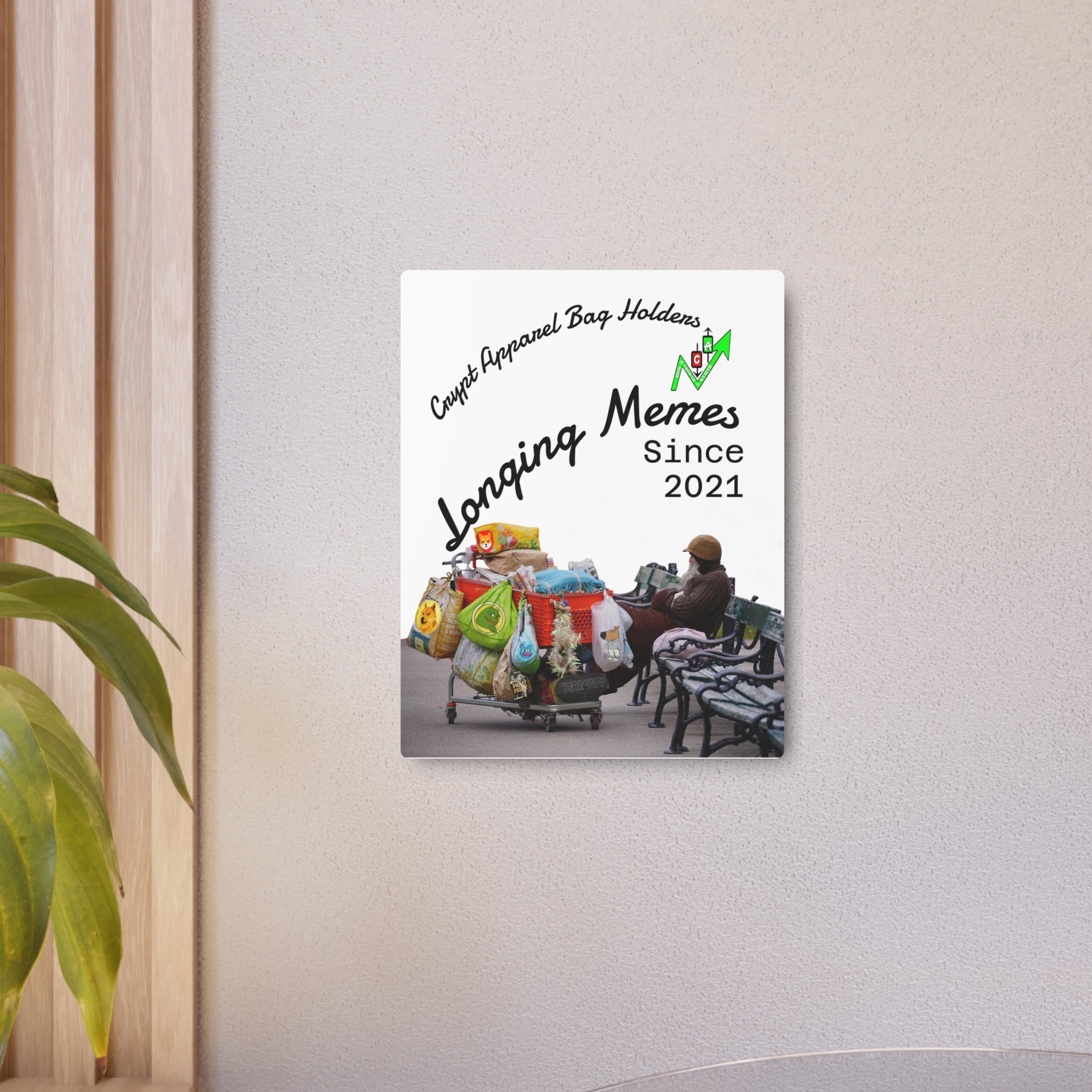 Bag Holders Metal Art Sign — "Crypt Apparel" Humorous Street Scene Decor