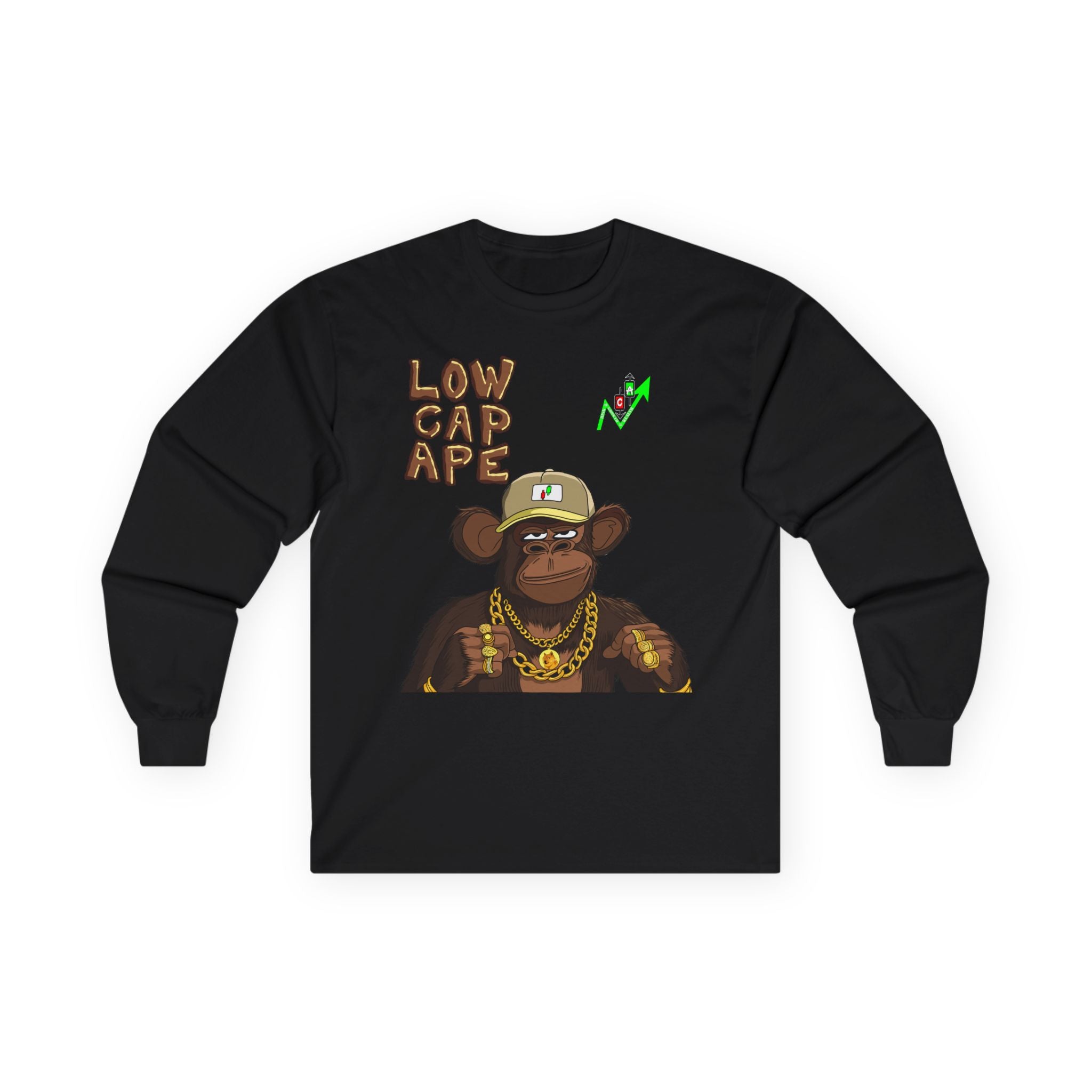 Low Cap Ape Long Sleeve Tee — Crypt Apparel Crypto Graphic