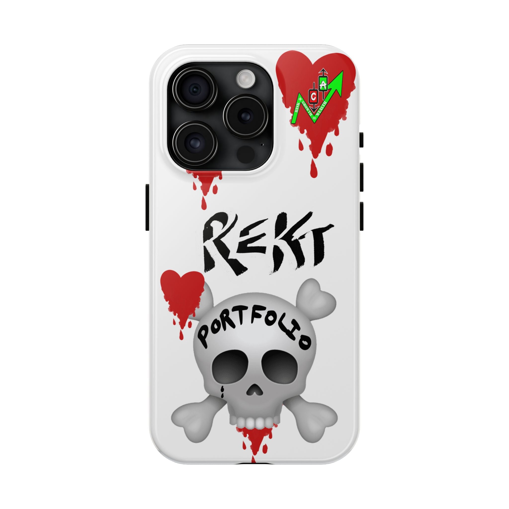 Rekt Portfolio Tough Phone Case — Skull & Dripping Heart Protective Cover