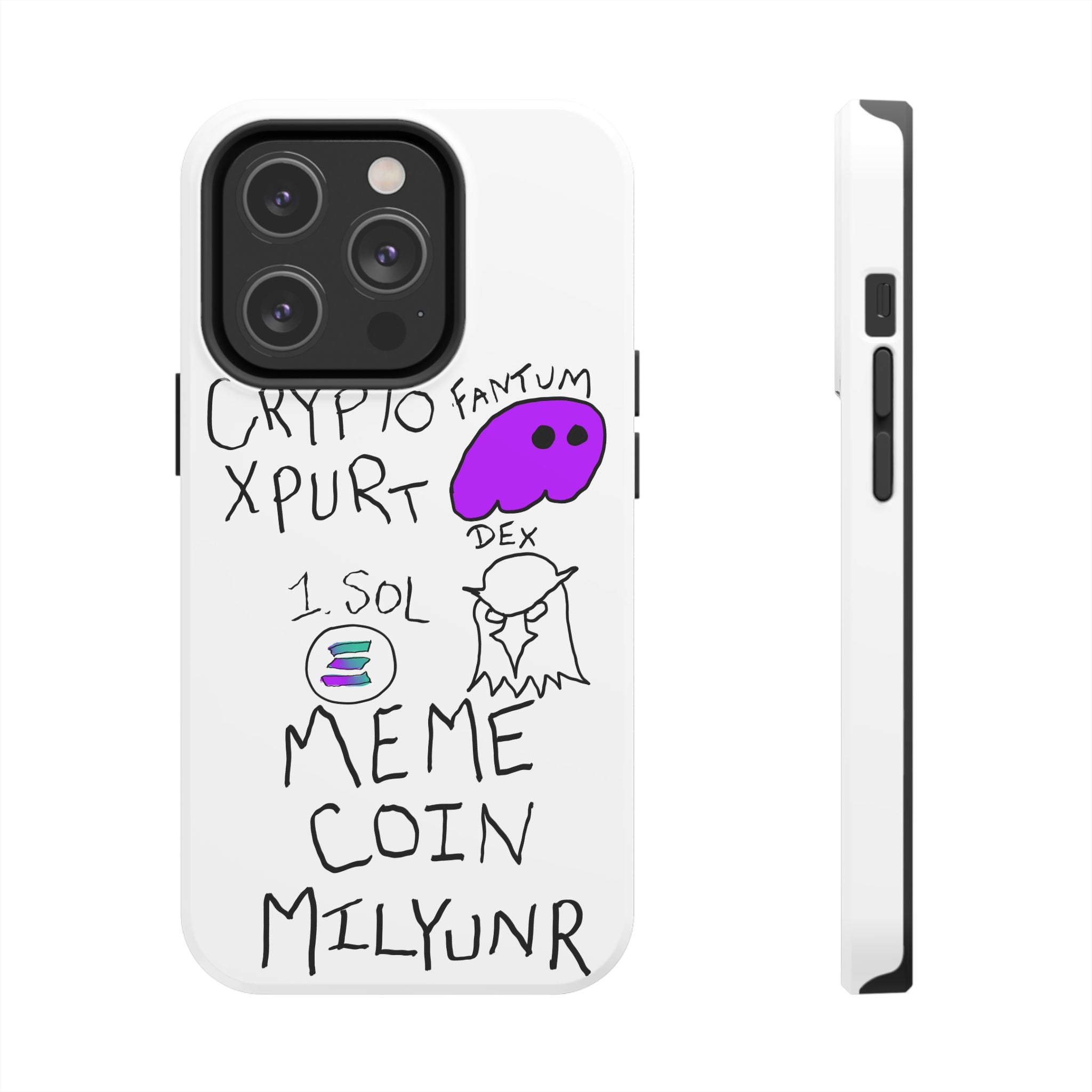 Meme Coin Millionaire Tough Phone Case — Crypto Meme Coin Doodle Design ("Meme Coin Milyunr")