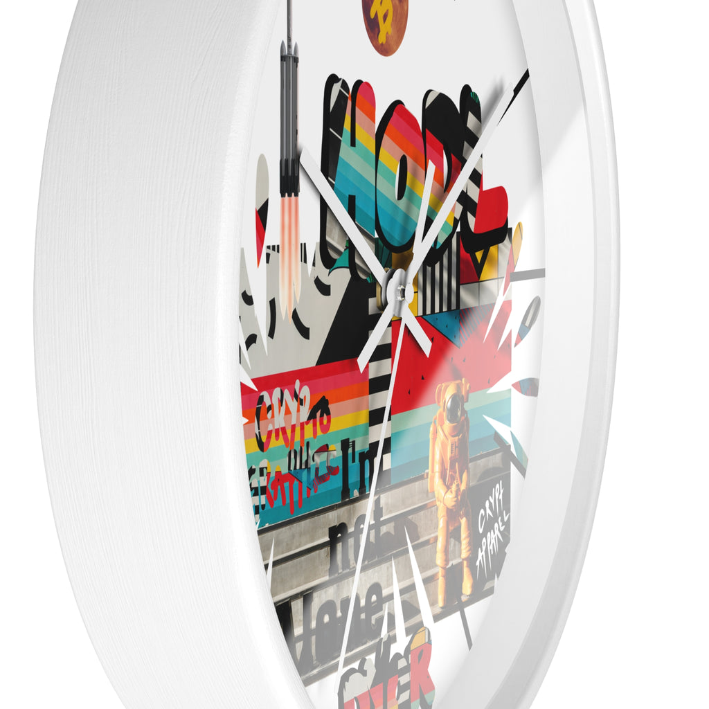 Urban Jungle Crypto Street Art Wall Clock — Crypt Apparel Colorful Urban Graffiti Timepiece