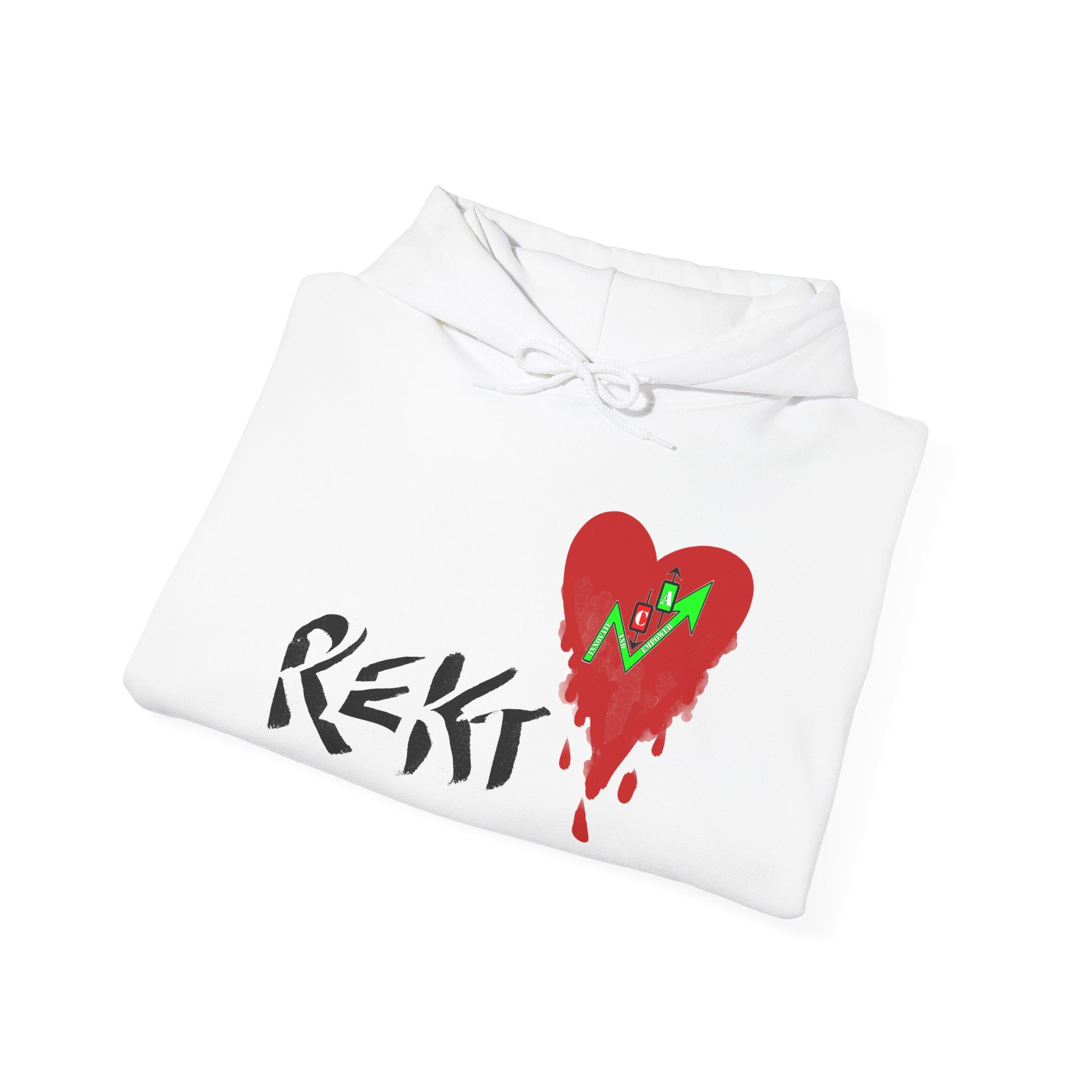 Rekt Portfolio Crypto Trading Hoodie – Crypt Apparel Skull Heart Graffiti Streetwear Pullover