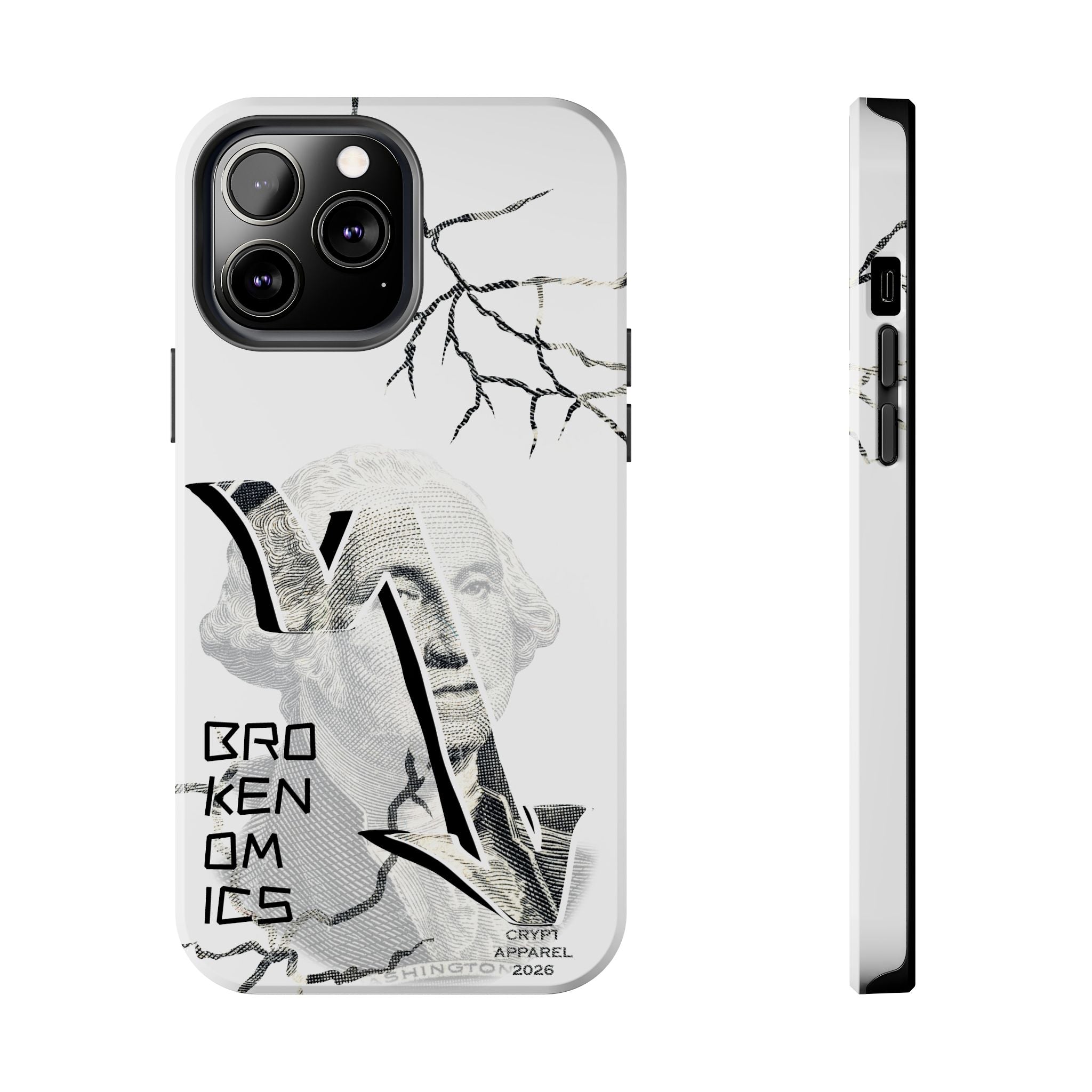 Brokenomics Crypto Tough Phone Case — 'Crypt Apparel' Cracked Dollar Graphic Protective Cover