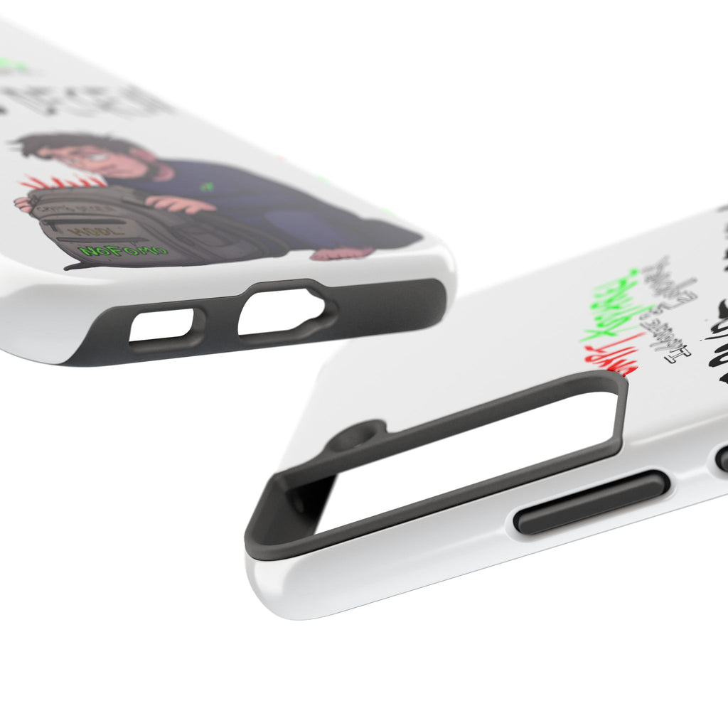 Crypto Degen Tough Phone Case — Cartoon HODL Backpack Design