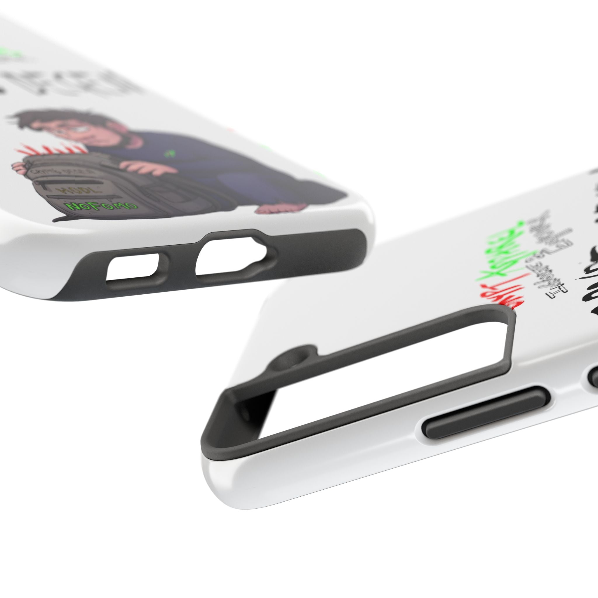 Crypto Degen Tough Phone Case — Cartoon HODL Backpack Design