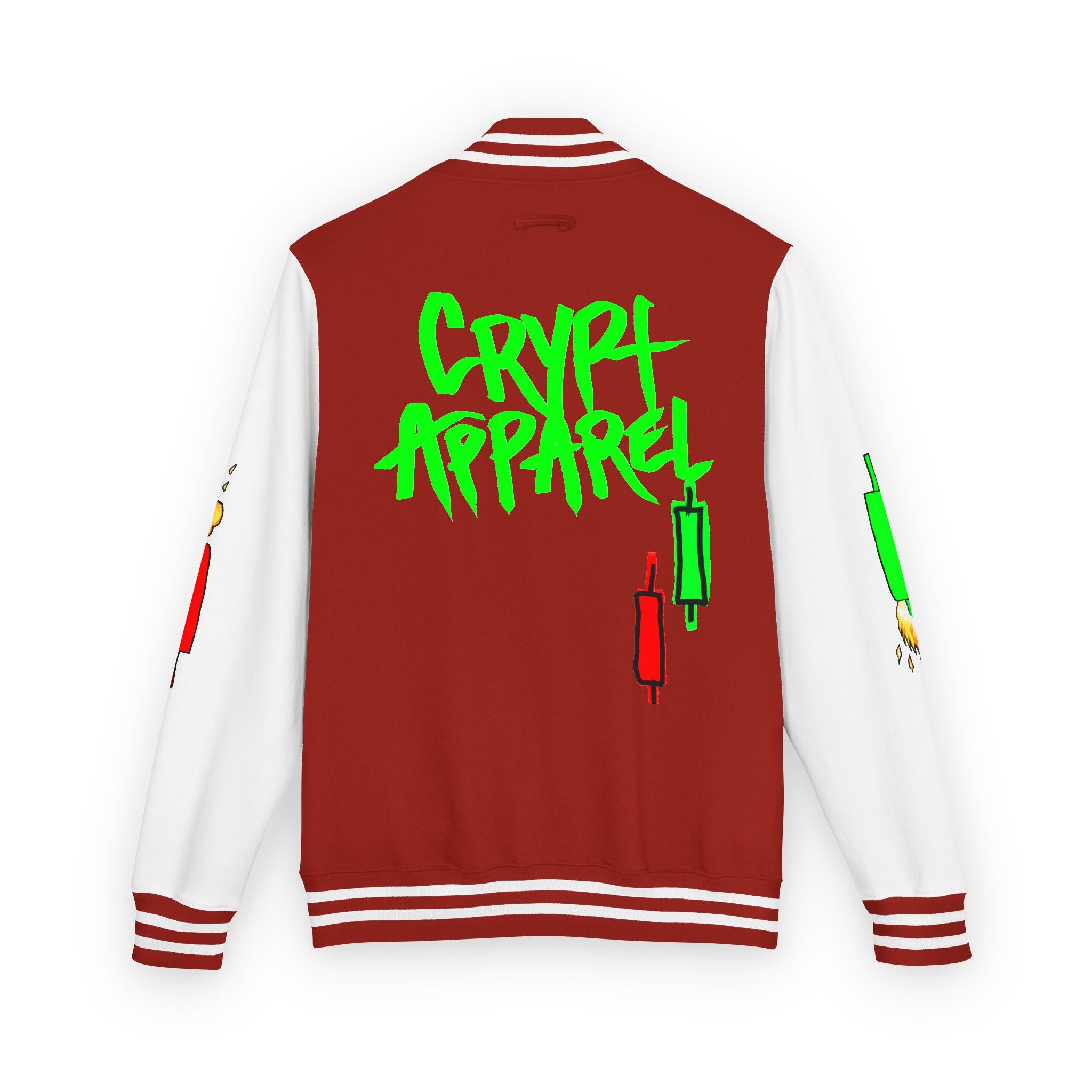 Crypt Apparel Letterman Jacket — 'Crypto Trader' Neon Graffiti Varsity Jacket