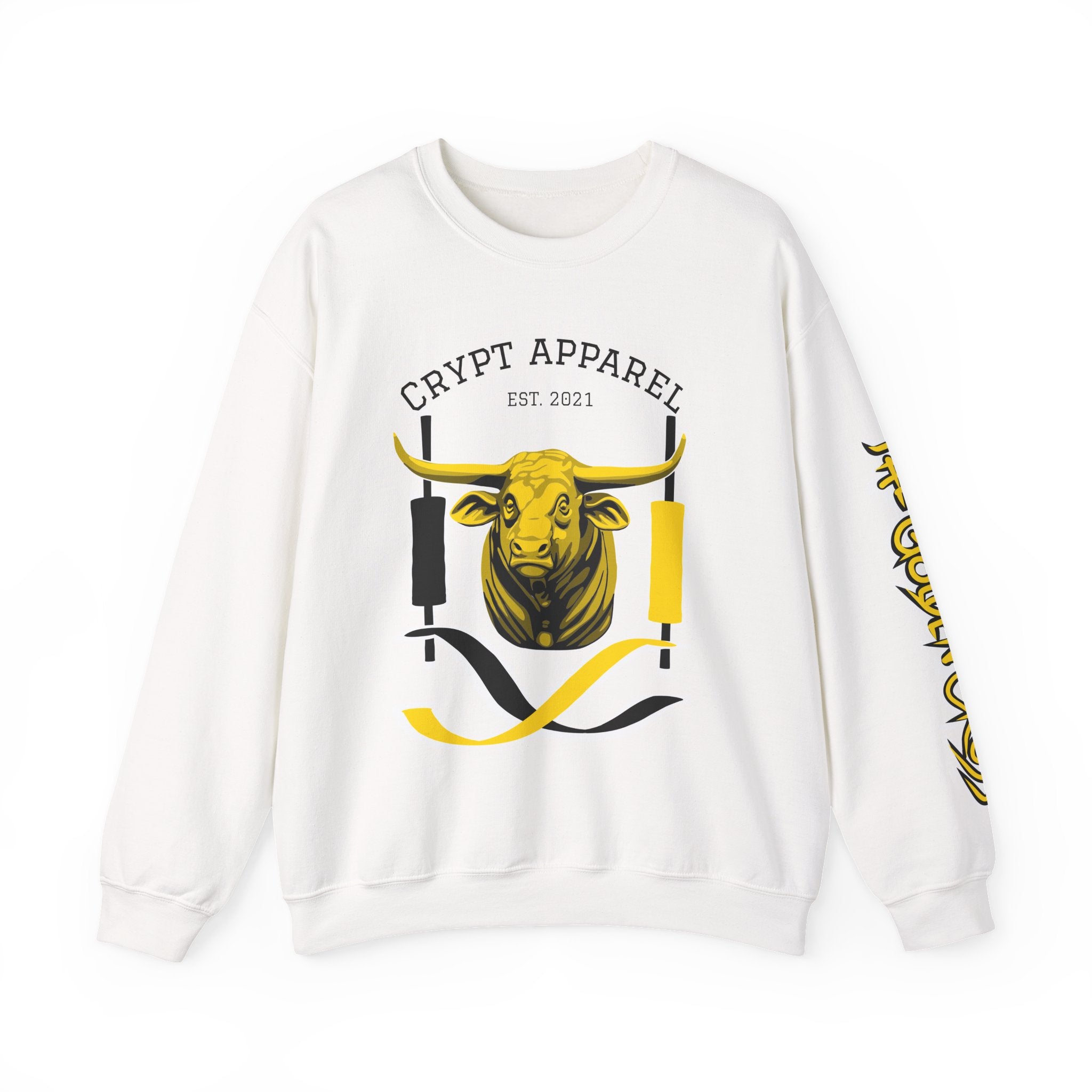 Golden Cross Bull Market Crewneck Sweatshirt – Crypt Apparel Graphic Pullover