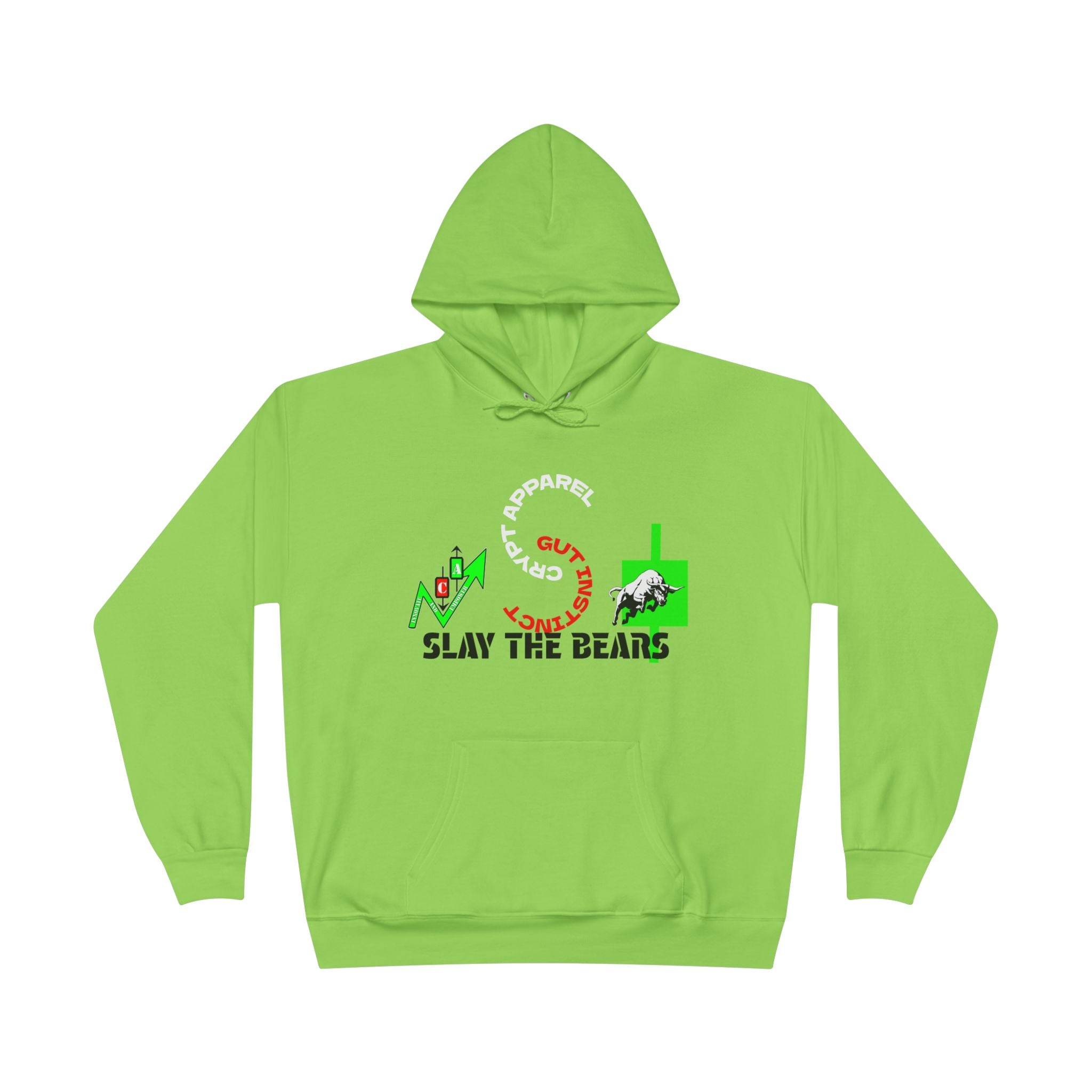 Gut Instinct Bull vs Bear Crypto Hoodie - Dual Sided Slay The Bears Streetwear Pullover
