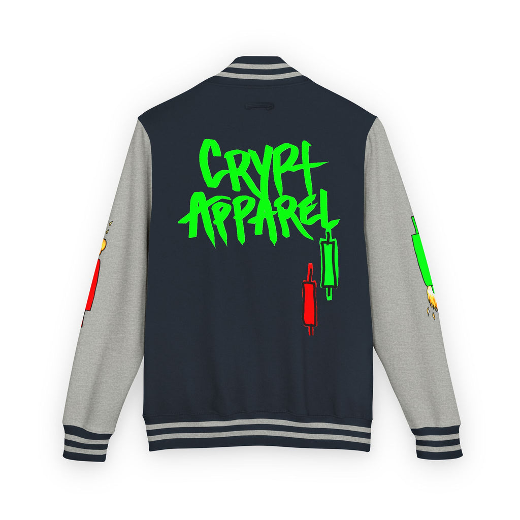 Crypt Apparel Letterman Jacket — 'Crypto Trader' Neon Graffiti Varsity Jacket
