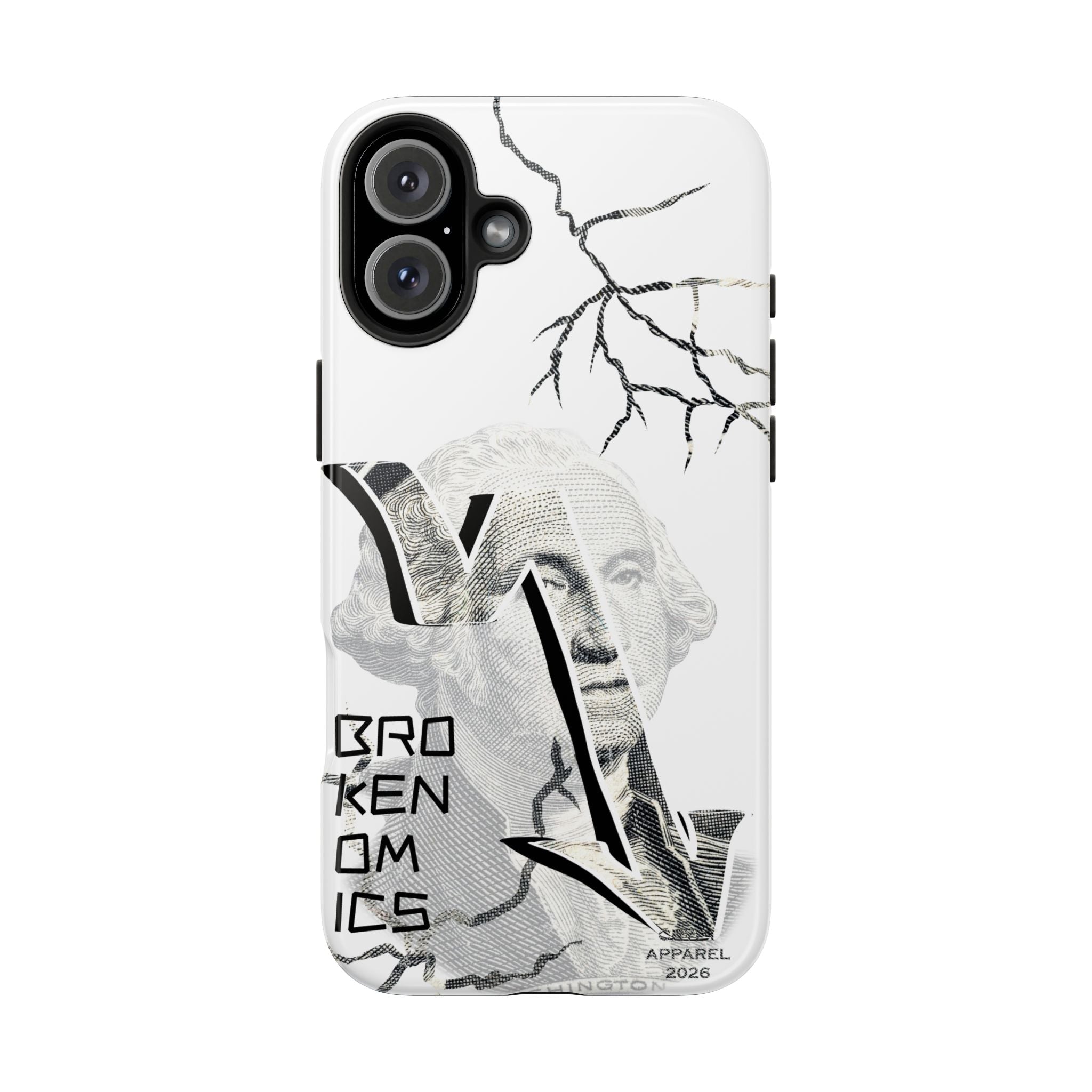Brokenomics Crypto Tough Phone Case — 'Crypt Apparel' Cracked Dollar Graphic Protective Cover