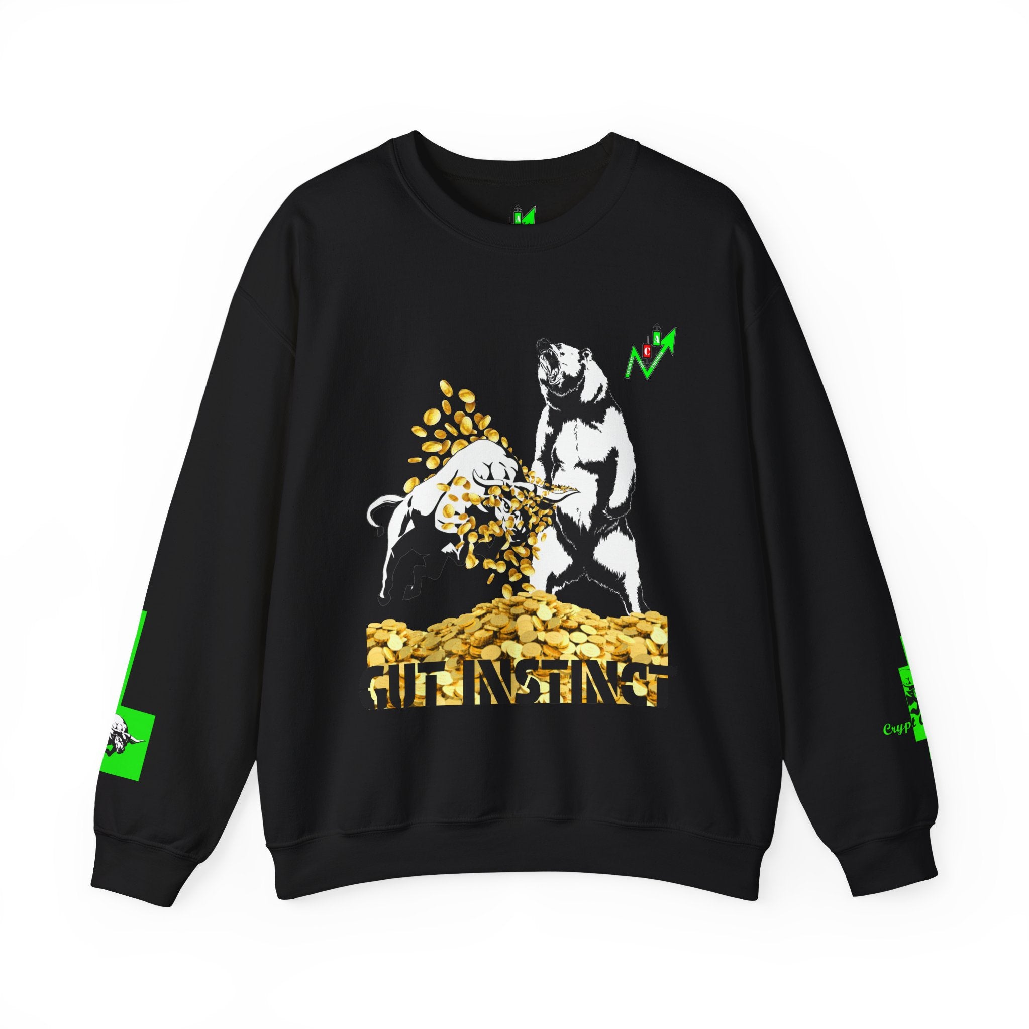 Gut Instinct Bulls Vs Bears Crypto and Stock Market Trading Design by Crypt Apparel tag line Slay The Bears