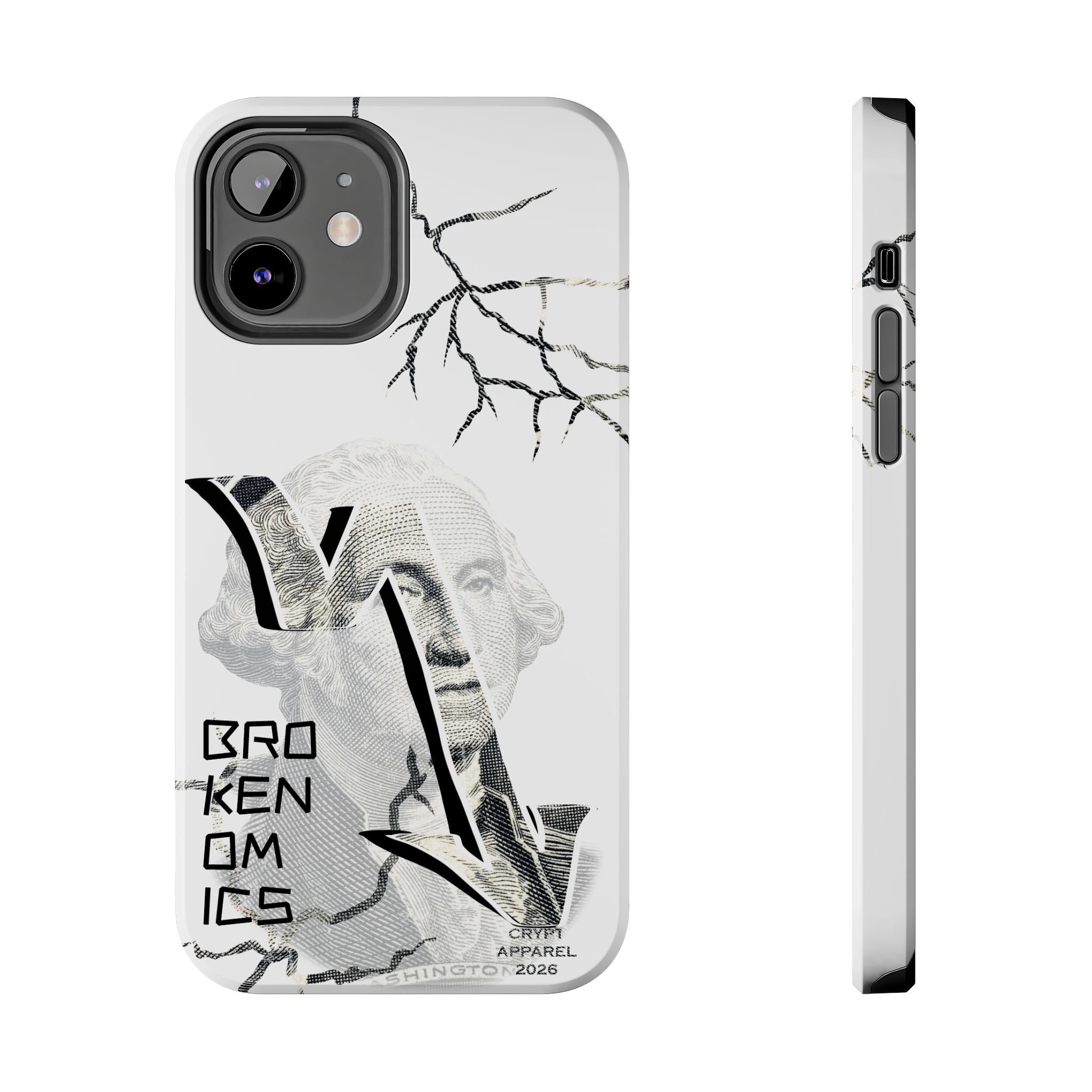 Brokenomics Crypto Tough Phone Case — 'Crypt Apparel' Cracked Dollar Graphic Protective Cover