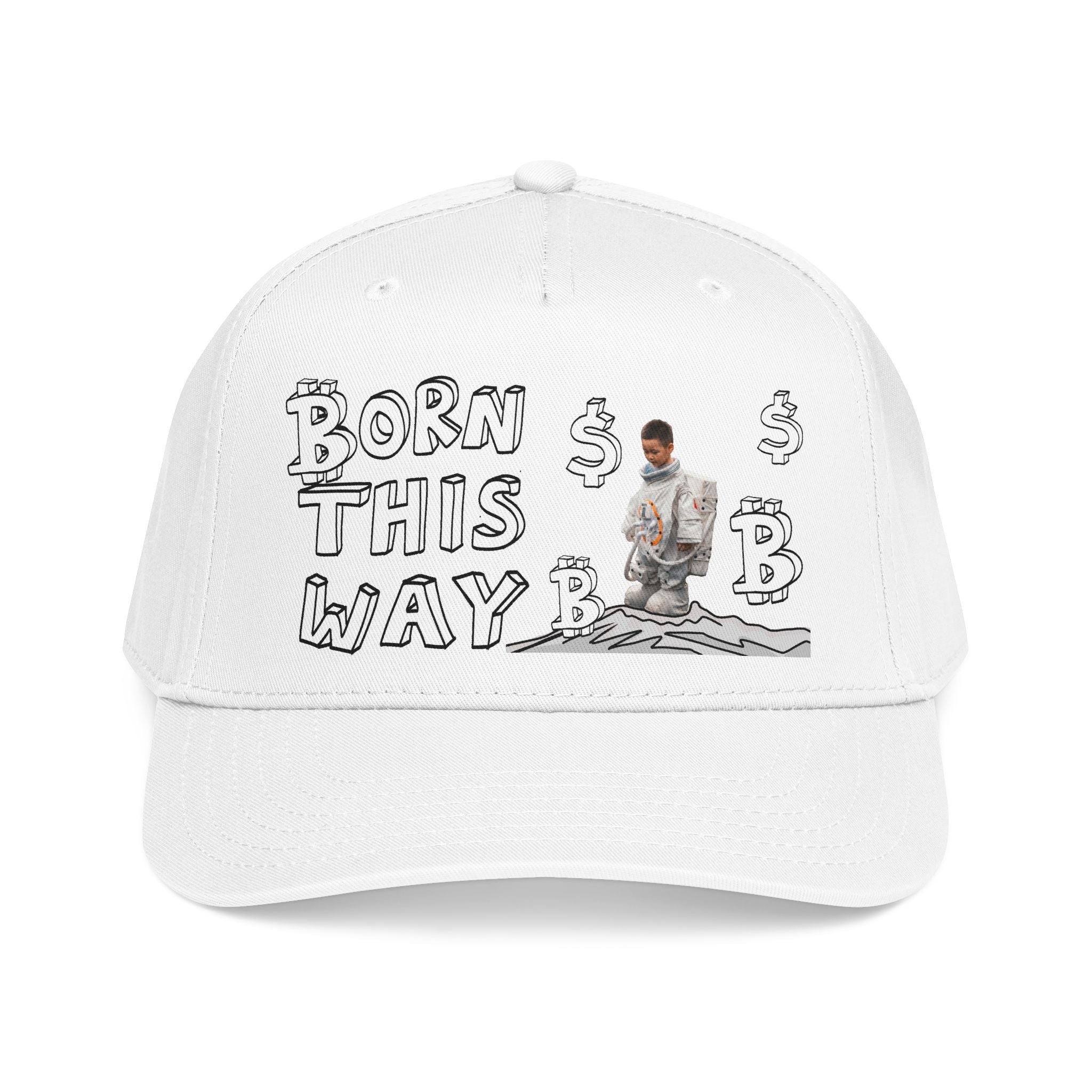 Born This Way graphic Mid Profile Baseball Cap | Crypt Apparel Bitcoin inspired art