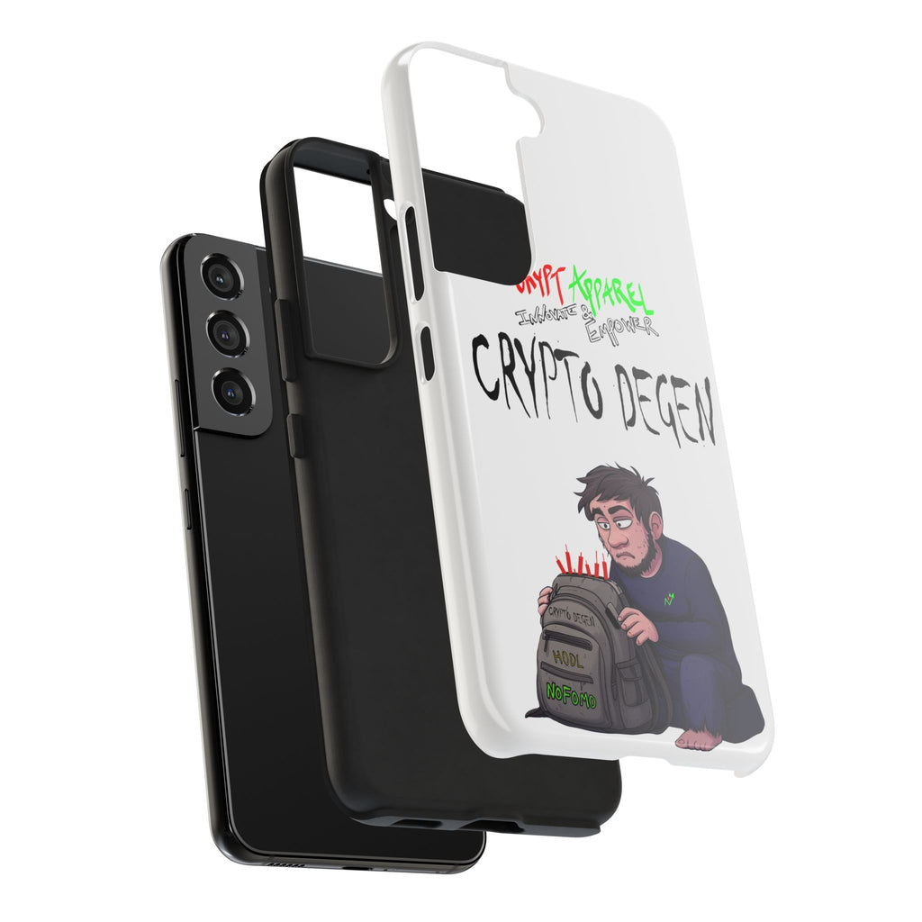 Crypto Degen Tough Phone Case — Cartoon HODL Backpack Design