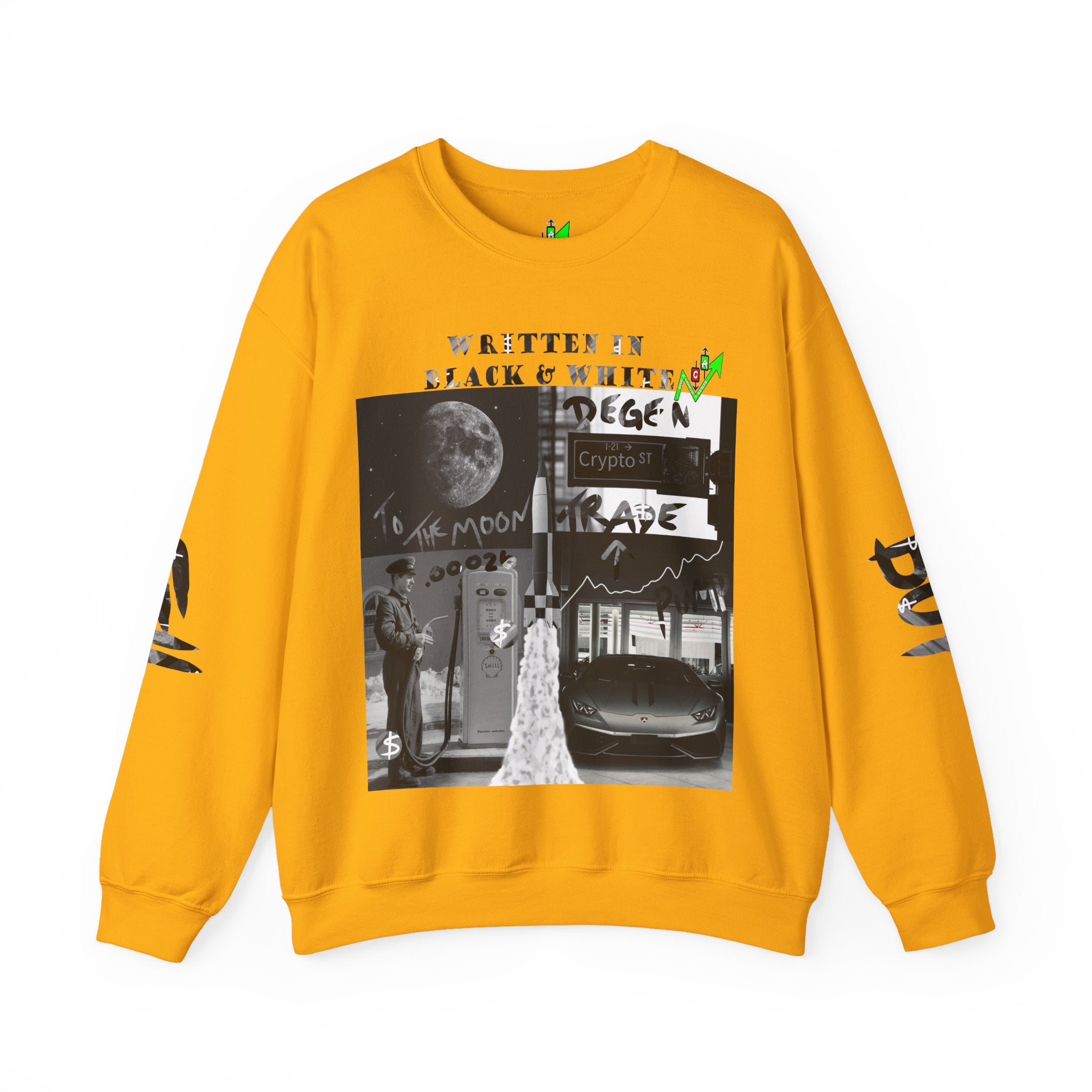 Black & White Street Collage Crypto Crewneck Sweatshirt | Graphic Urban Art