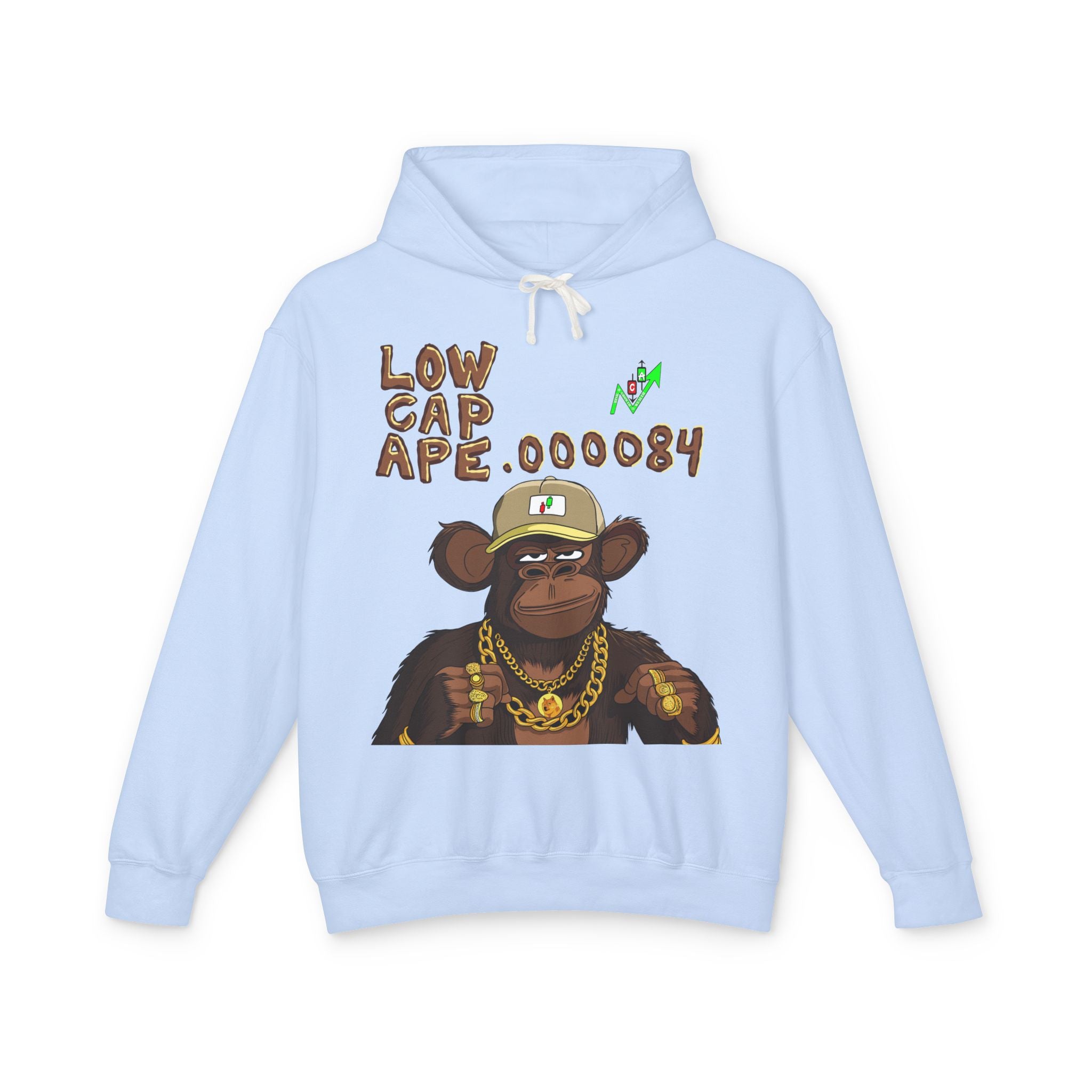 Low Cap Ape Meme Coin Hoodie — Crypt Apparel Cryptocurrency Graphic Pullover
