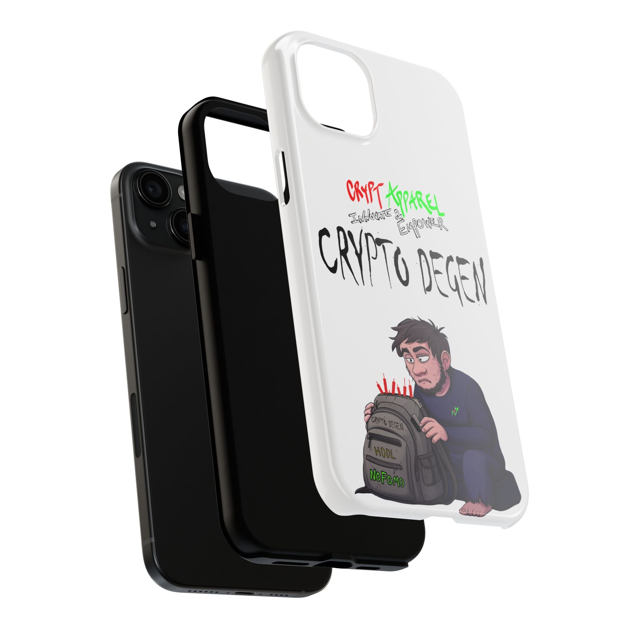 Crypto Degen Tough Phone Case — Cartoon HODL Backpack Design