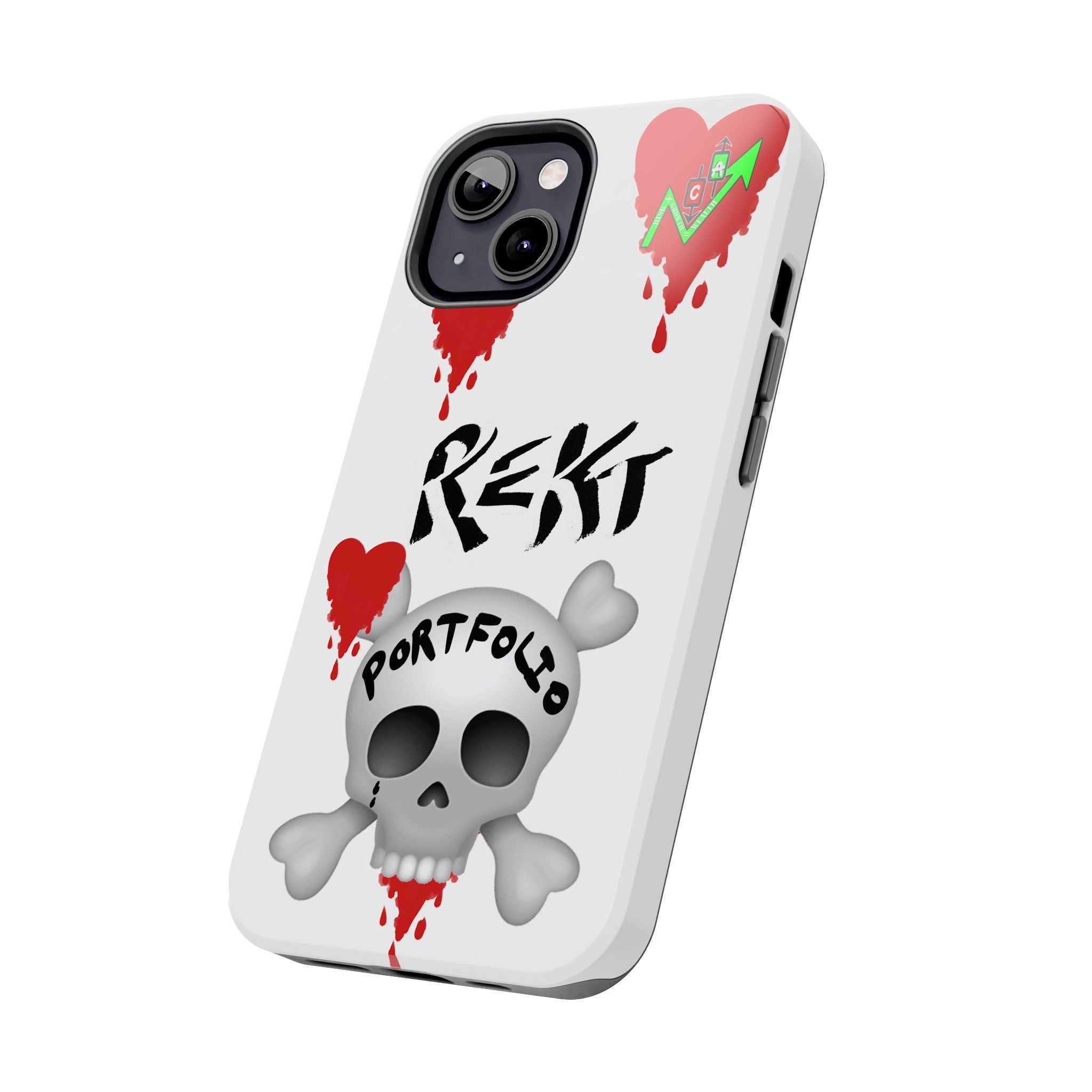 Rekt Portfolio Tough Phone Case — Skull & Dripping Heart Protective Cover
