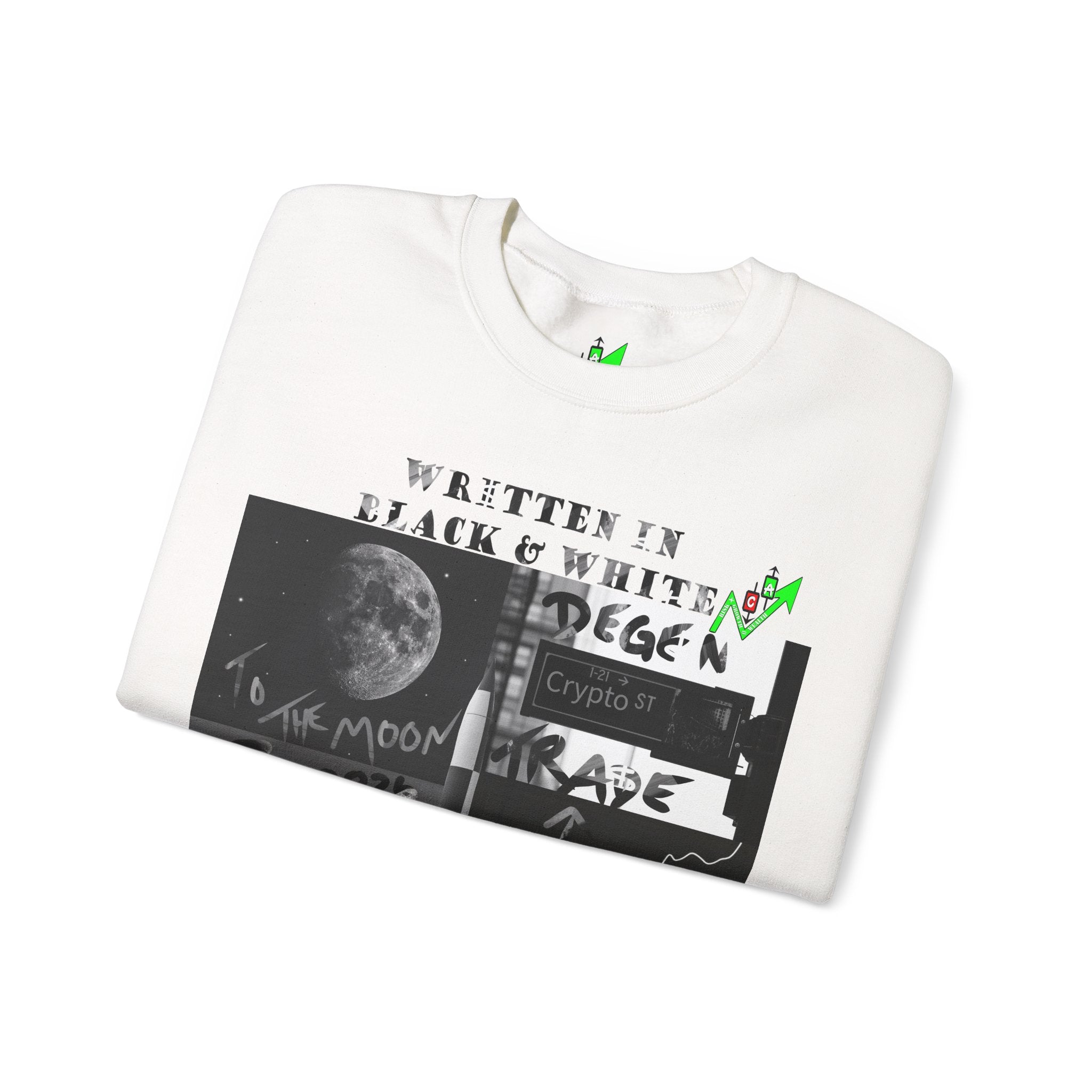 Black & White Street Collage Crypto Crewneck Sweatshirt | Graphic Urban Art