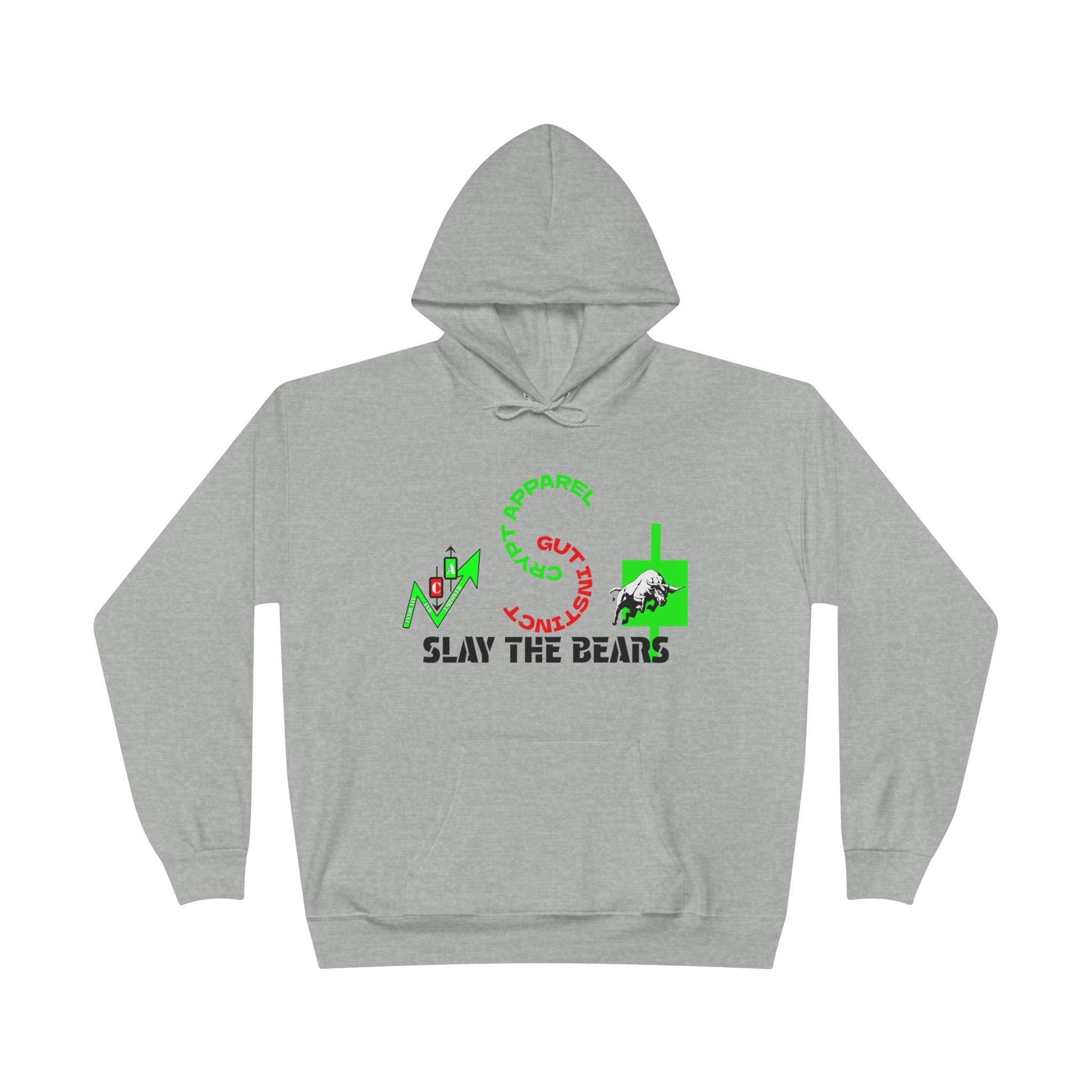 Gut Instinct Bull vs Bear Crypto Hoodie - Dual Sided Slay The Bears Streetwear Pullover